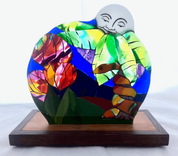 Whimsical Fused Glass Accent Night Light Sculpture - Snake Charmer's Dream 1 small