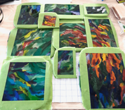 Abstract Fused Glass Kitchen Back Splash Featuring handmade Glass - The Fall Of Summer 4 small