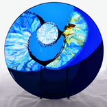 Abstract Fused Glass Platter Featuring Handmade Glass - Welcome Home  2 small