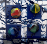 Contemporary Fused Glass Table Sculpture Featuring Handmade Glass - Zoom! 4 small