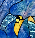 Botanical Abstract Stained Glass Panel Featuring Fused Glass Elements and Hand Painted Details - Zaffera  3 small