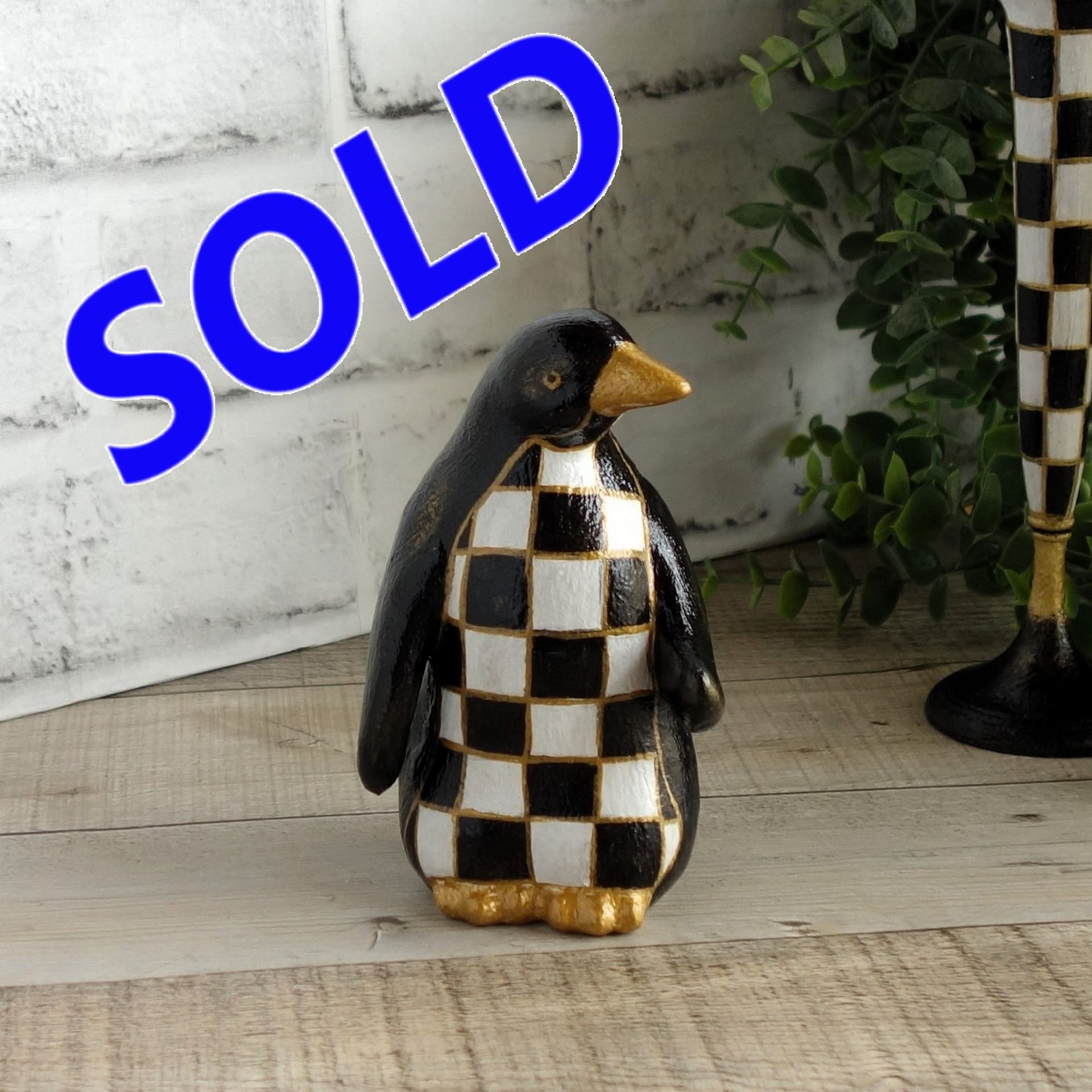 Elegant Checks Penguin Whimsy Checks Decor 1 