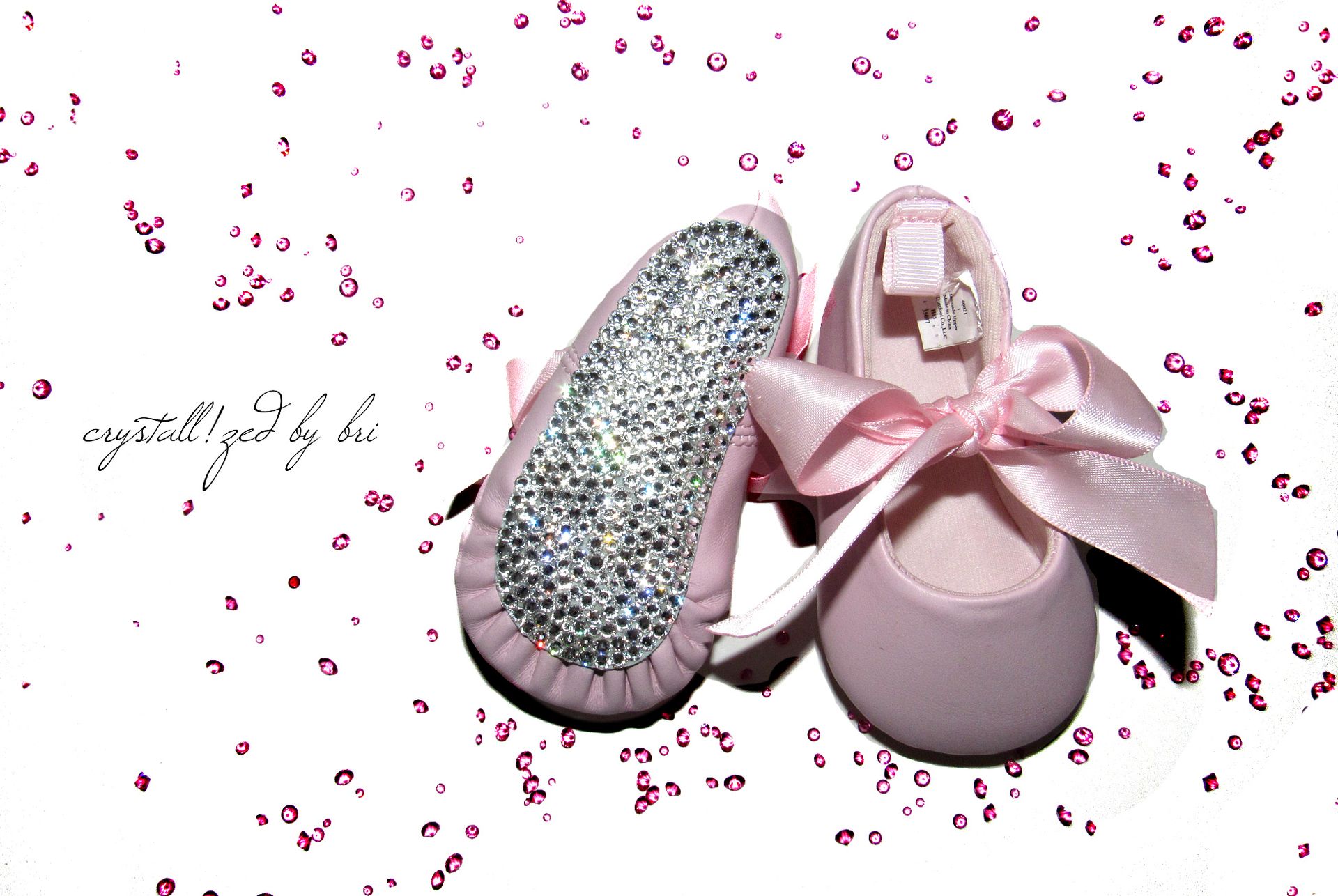 Crystallized Baby Booties Baptism Boys Crib Shoes Bling Genuine European Crystals Bedazzled 4 