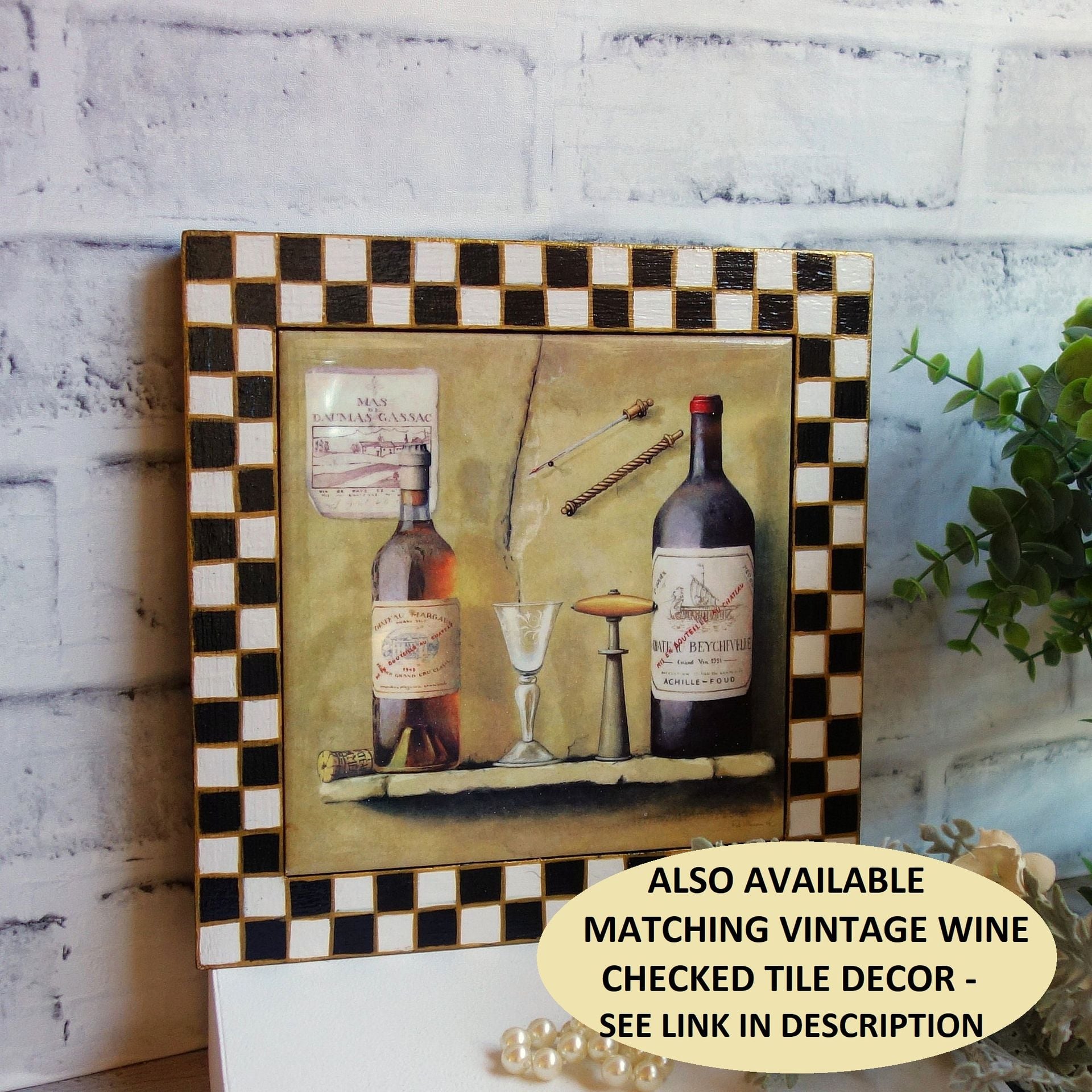 Hand Painted Checks Courtly Picture Frame Old Town French Cafe Decor 4 