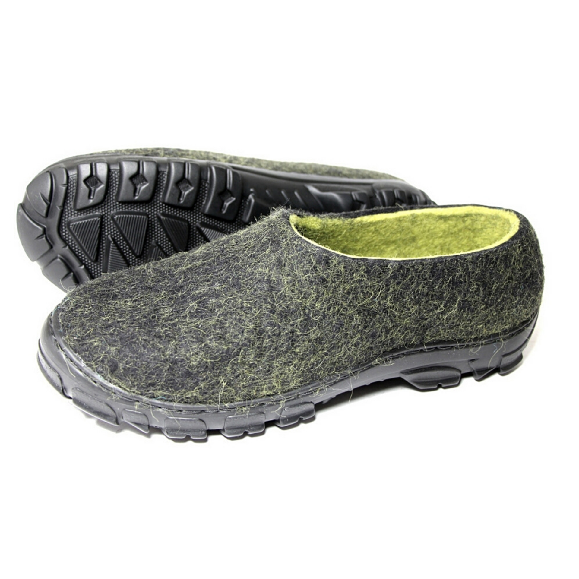 Mens Felted Shoes Travel Black Lime 5