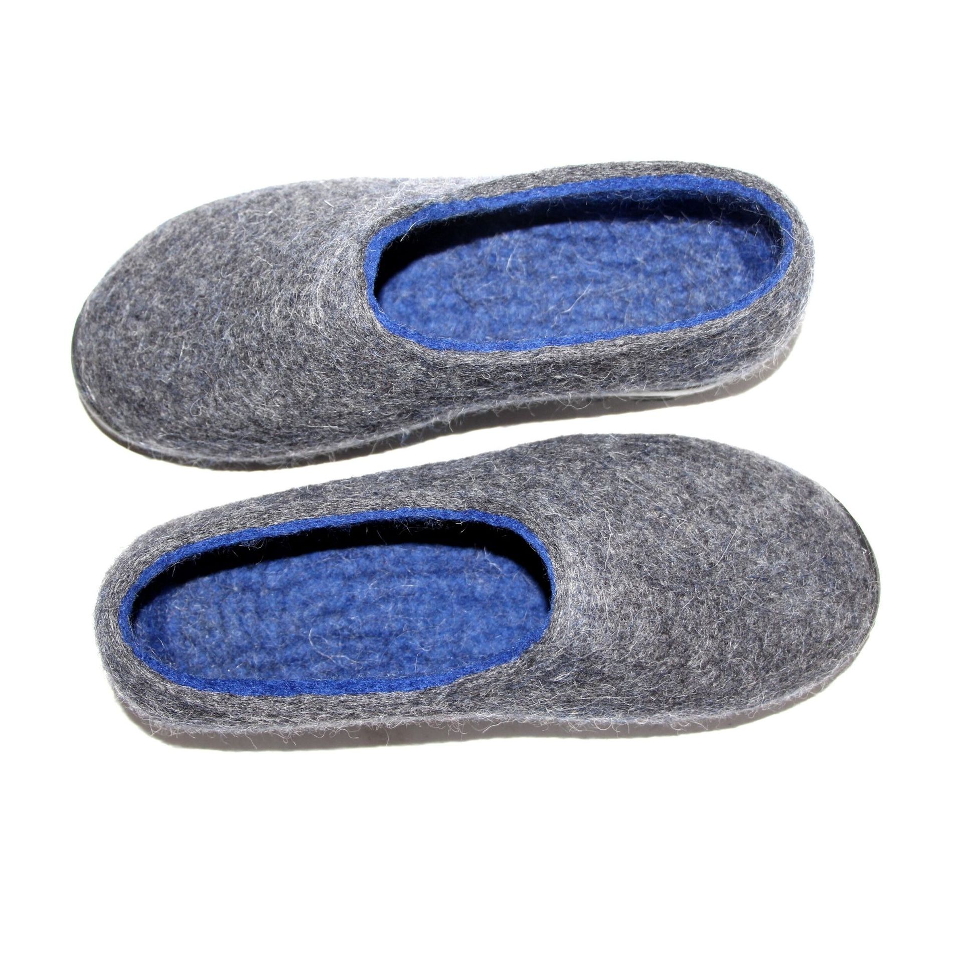 Natural Wool Felt Shoes For Men Gray Blue 5