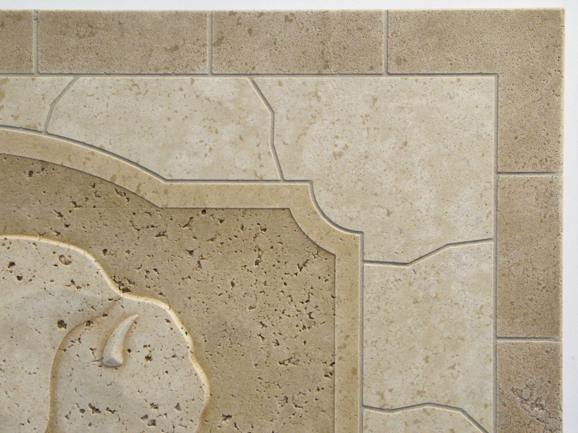 Carved Buffalo Monolithic Mosaic Tile Mural 16" X 24" 6
