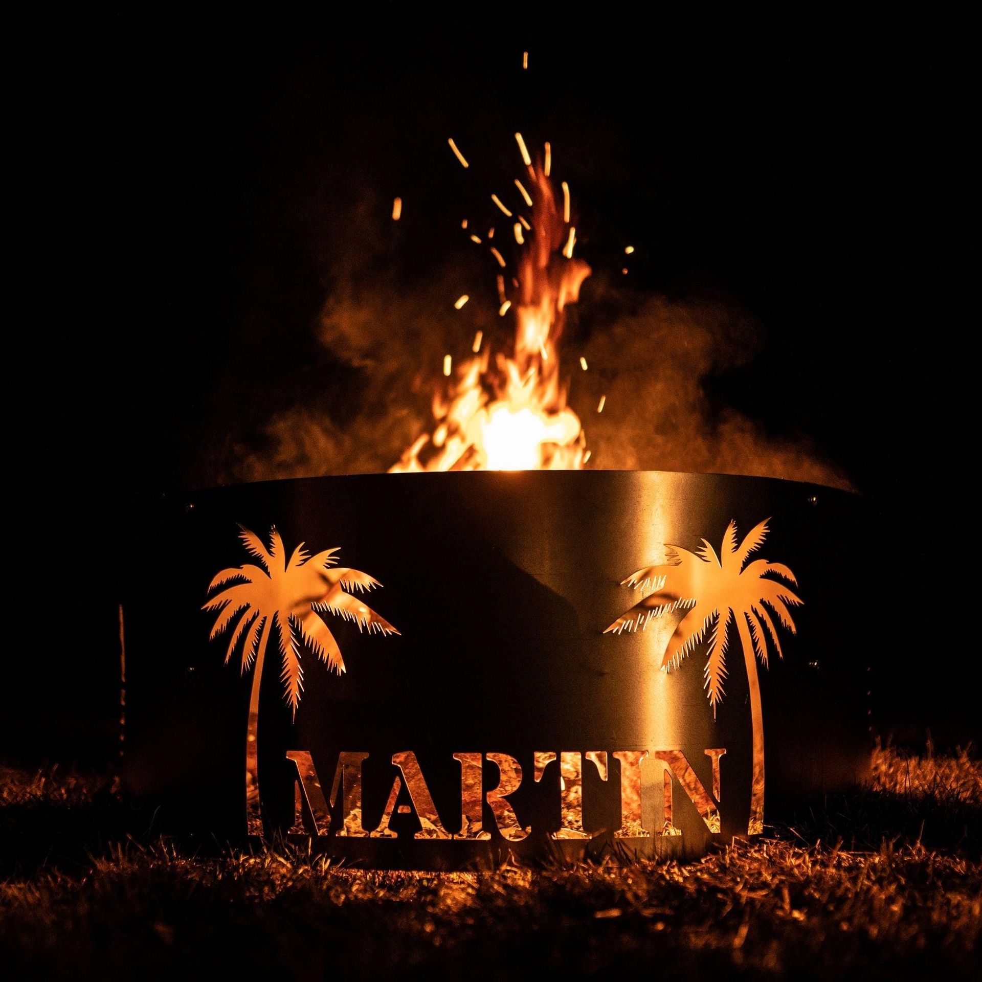Personalized Tropical Scene Fire Pit Ring