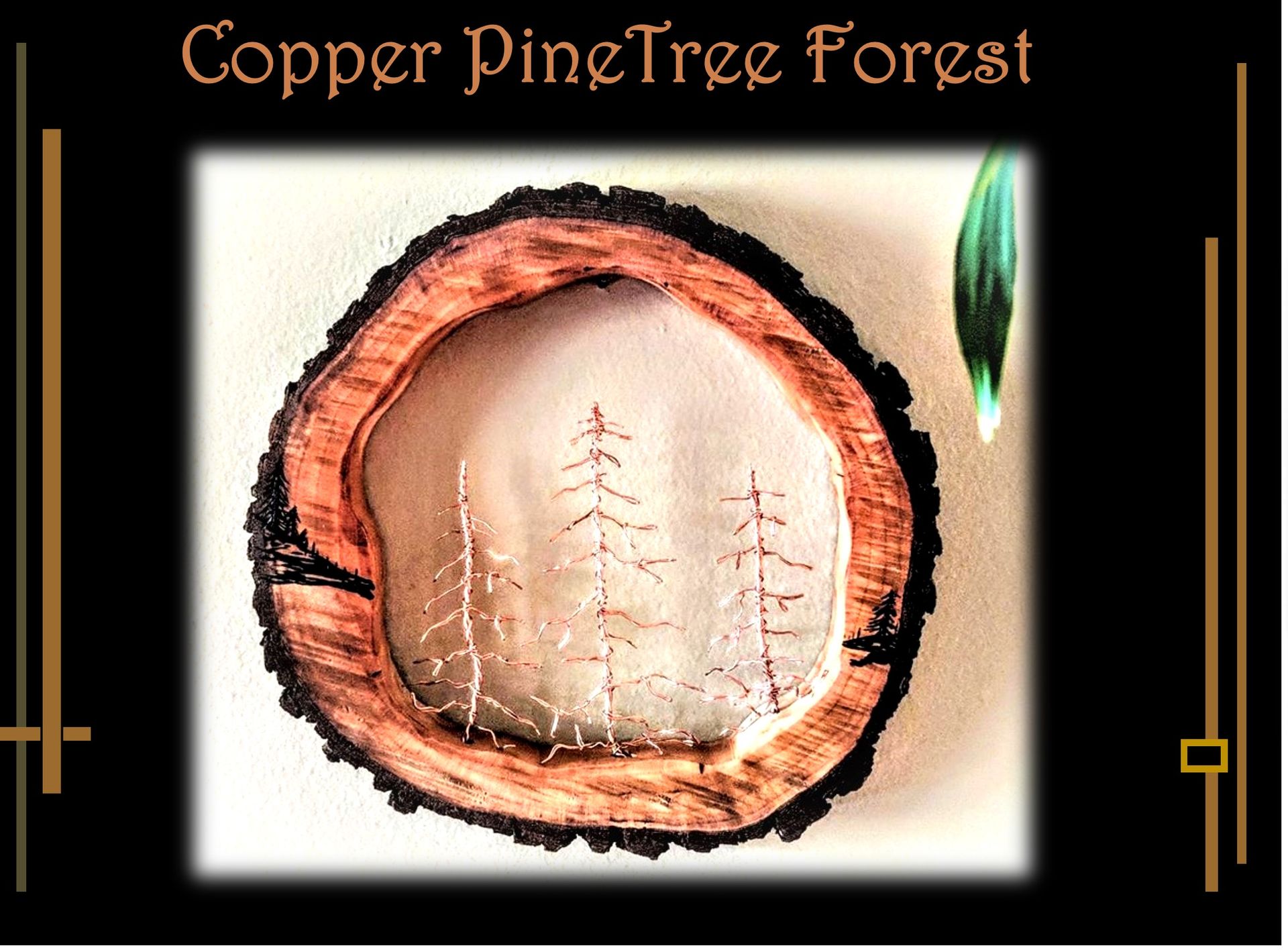 Rustic, Tree,Art, Copper Wire Trees, Cut Out Tree Slice, Original Art 2