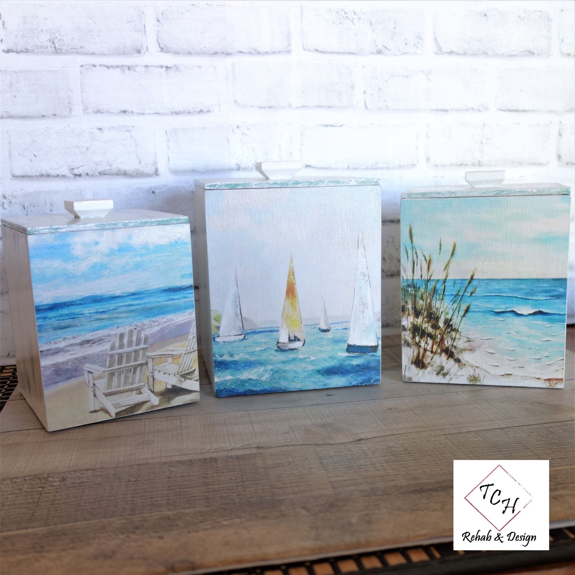 Coastal Canister Set Ocean Canister Set Beach Canister Set 6 