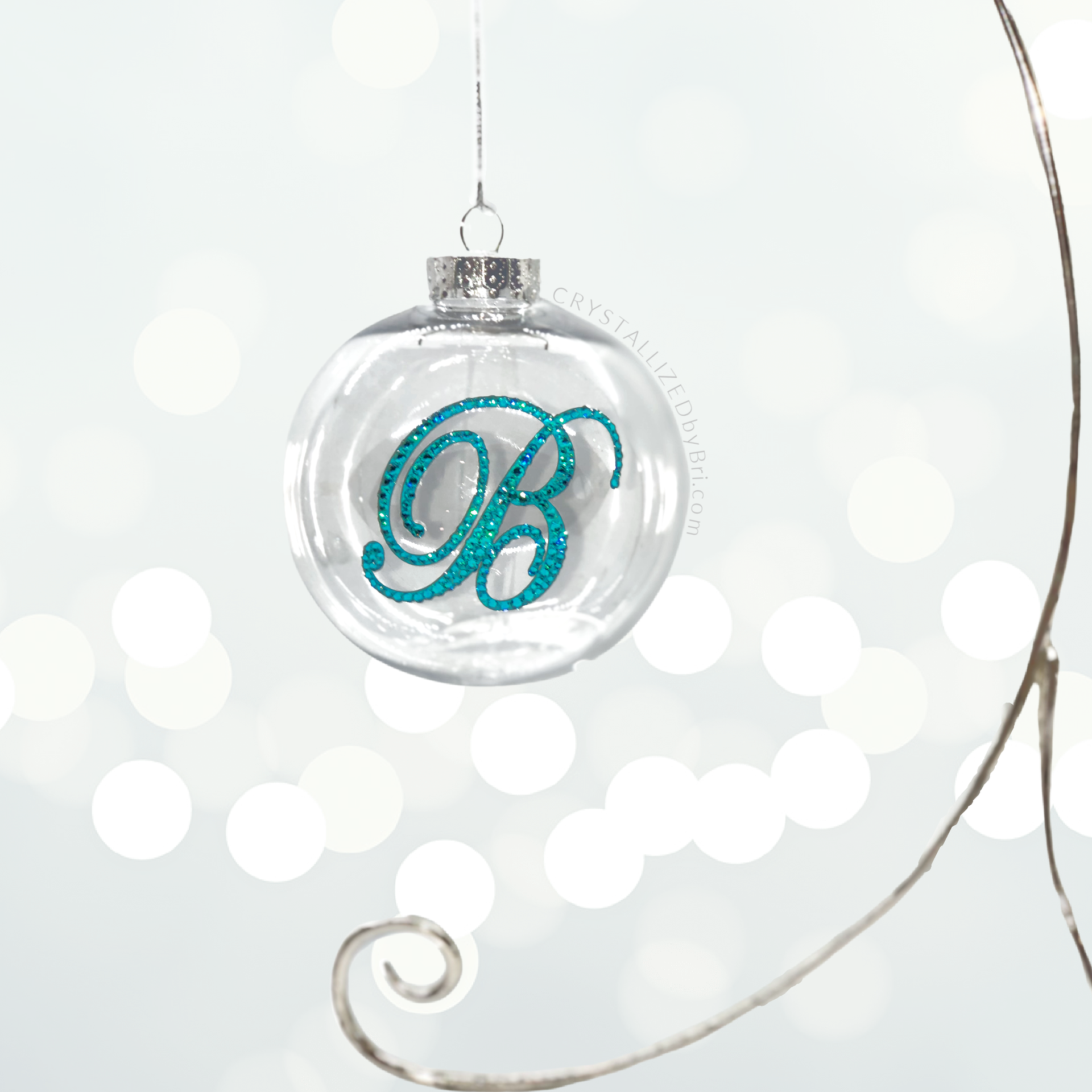Custom Crystallized Initial Christmas Ball Ornament Letter Personalized Bling Bedazzled 2