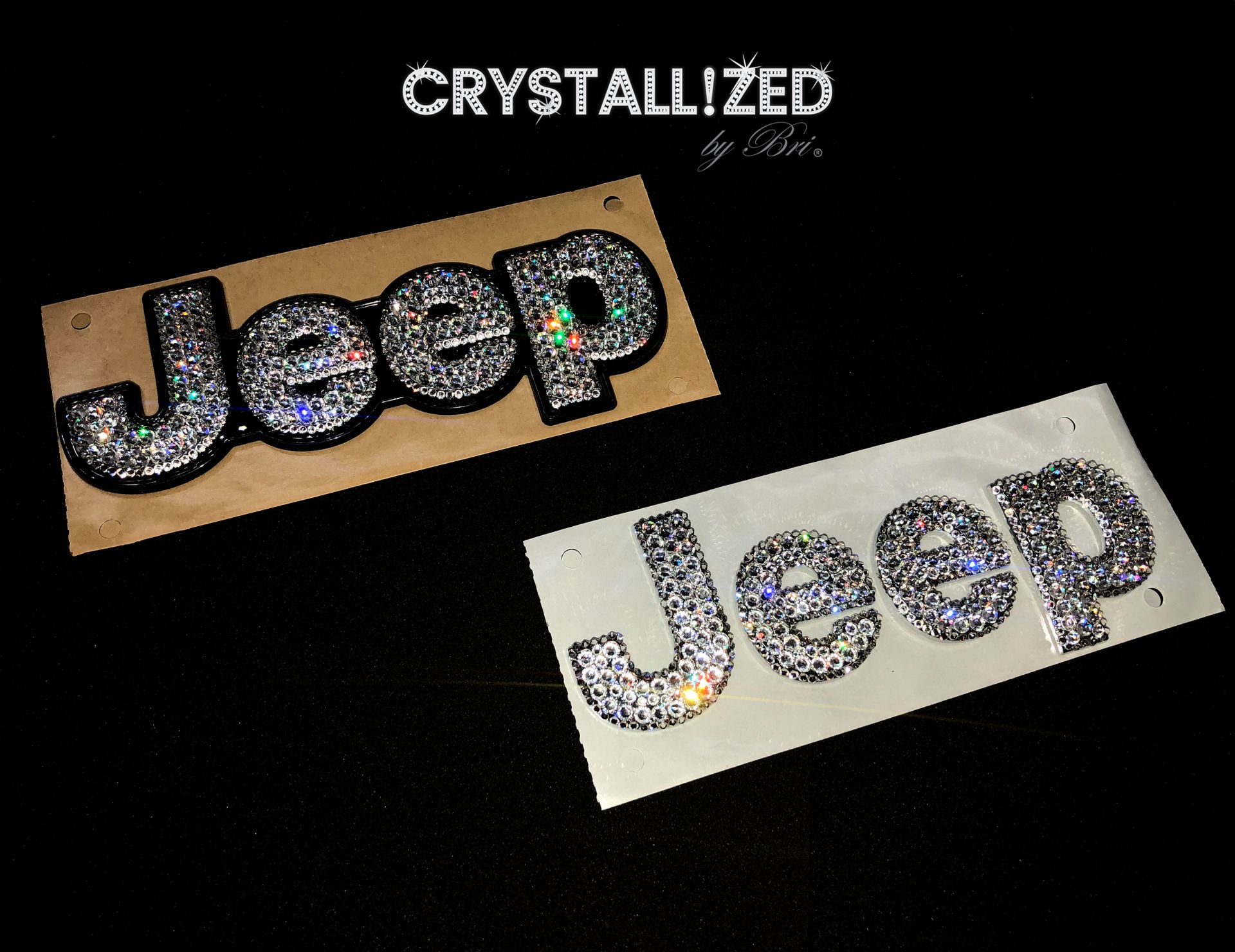 Jeep Crystallized Car Emblem Letters Bling Genuine European Crystals Bedazzled 3 