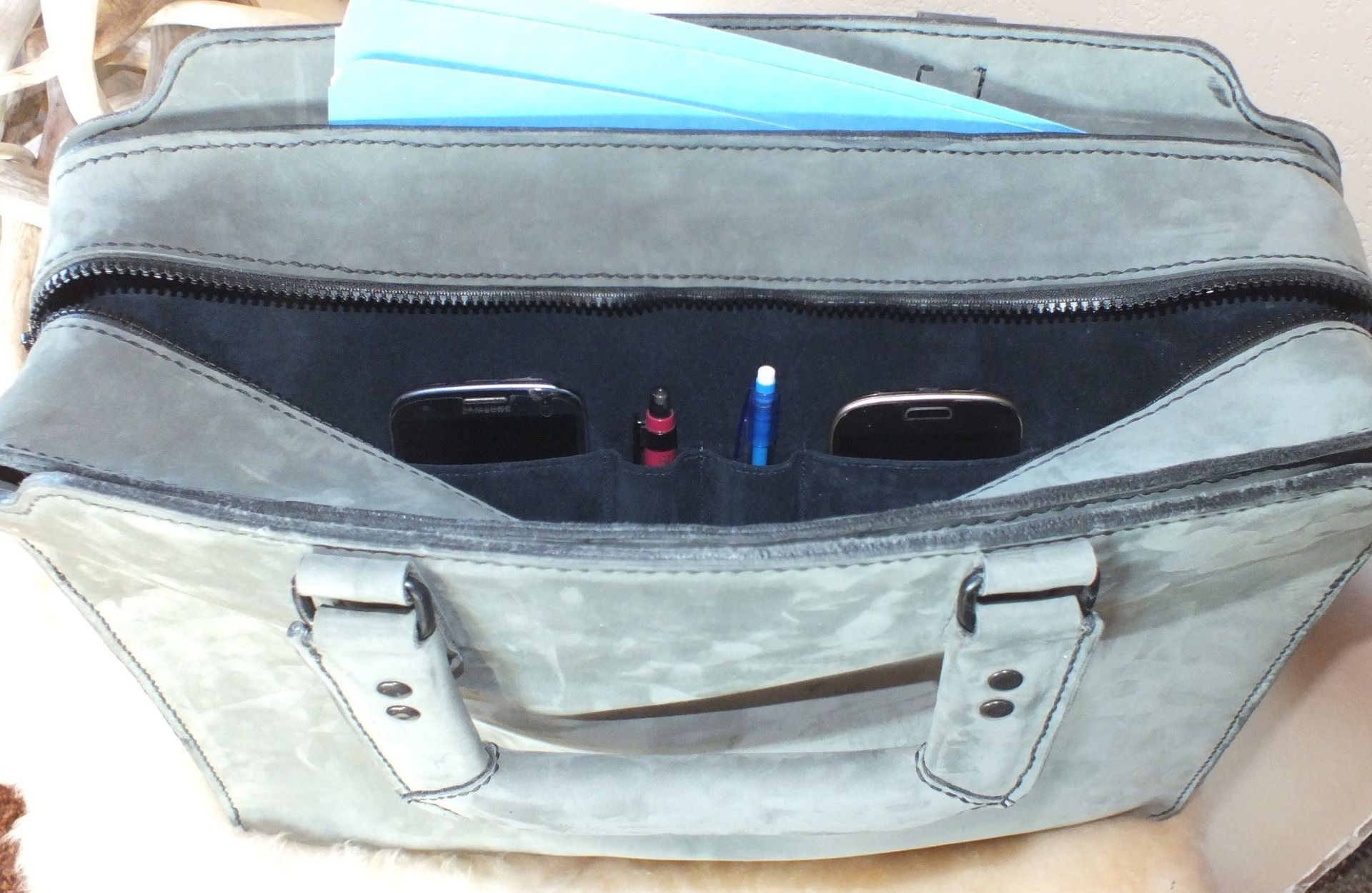 Custom Designed Briefcase Made With Horween Leather 6 
