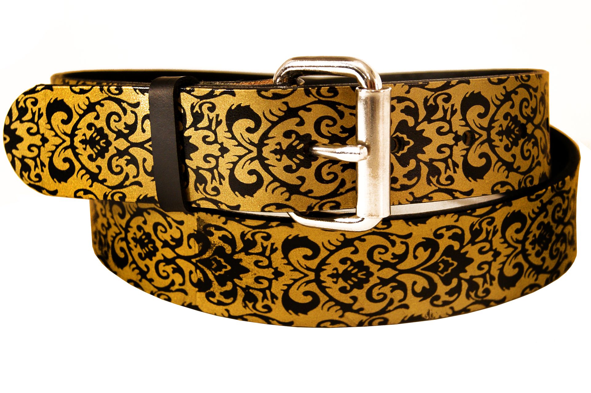Damask Print Leather Belt 2 