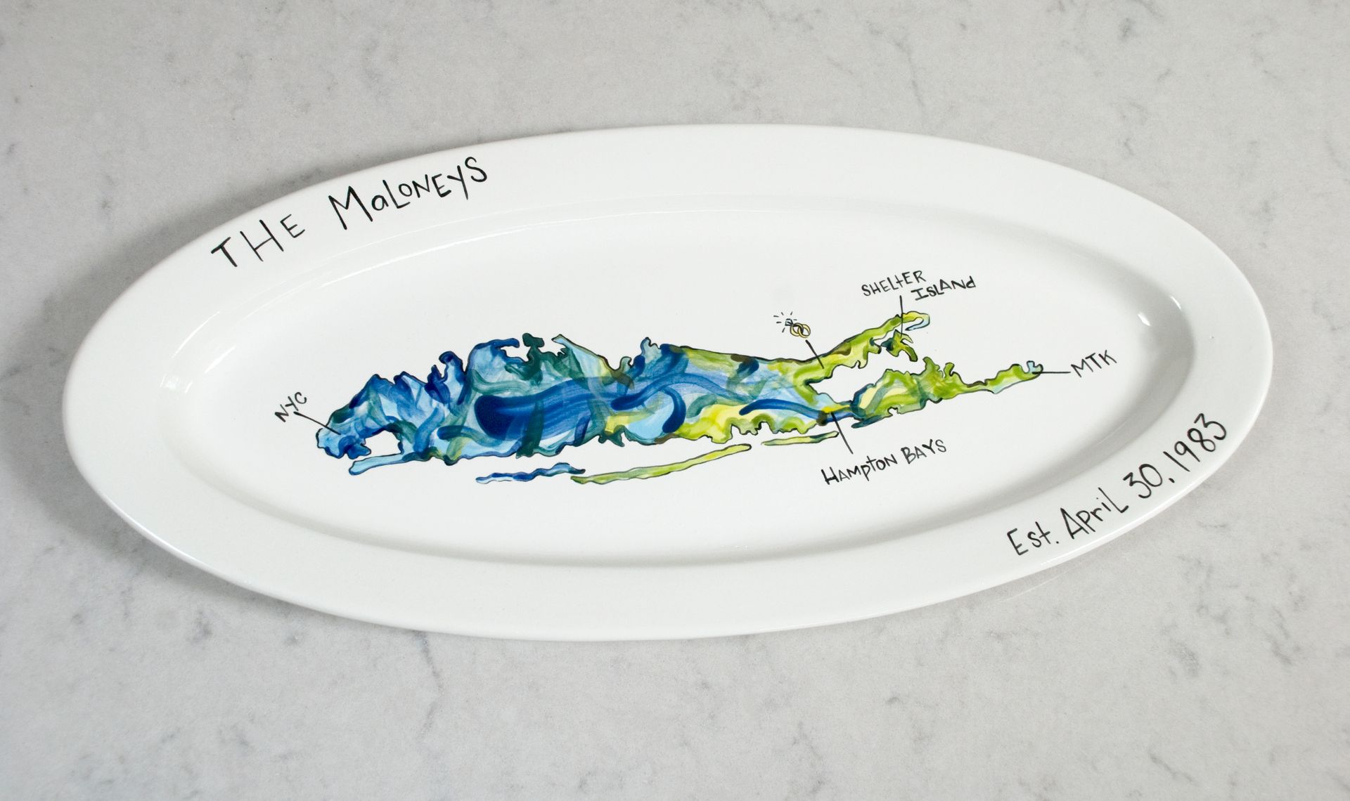 Map Ceramic Serving Platter With Locations 2 