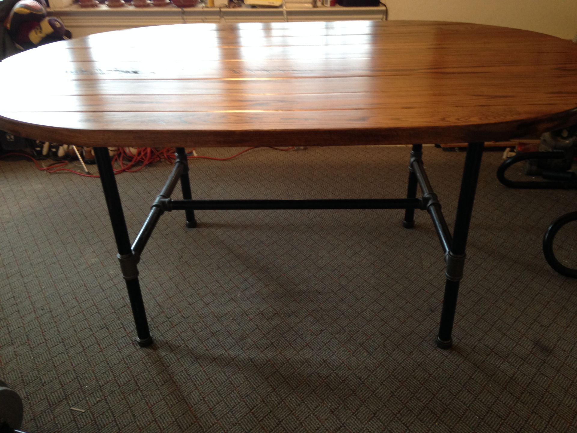 Oval Oak Industrial Table 1