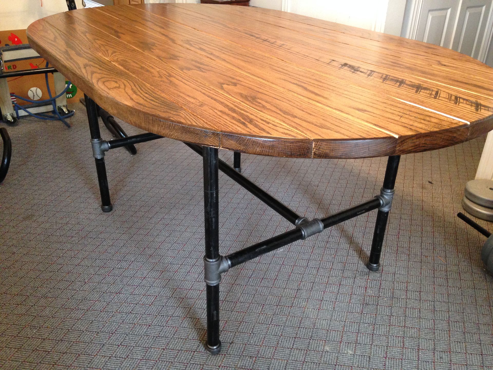 Oval Oak Industrial Table 2