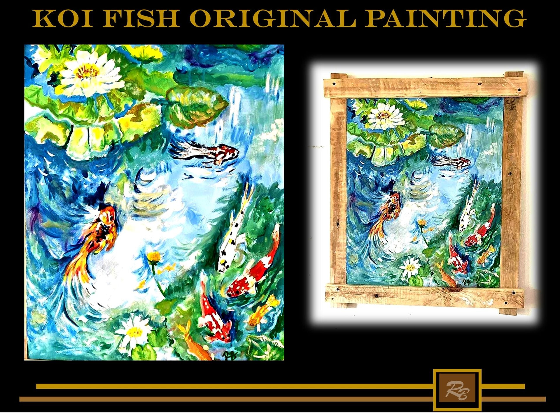 Koi Fish Painting, Original, On Canvas. One Of Kind, Only One Available