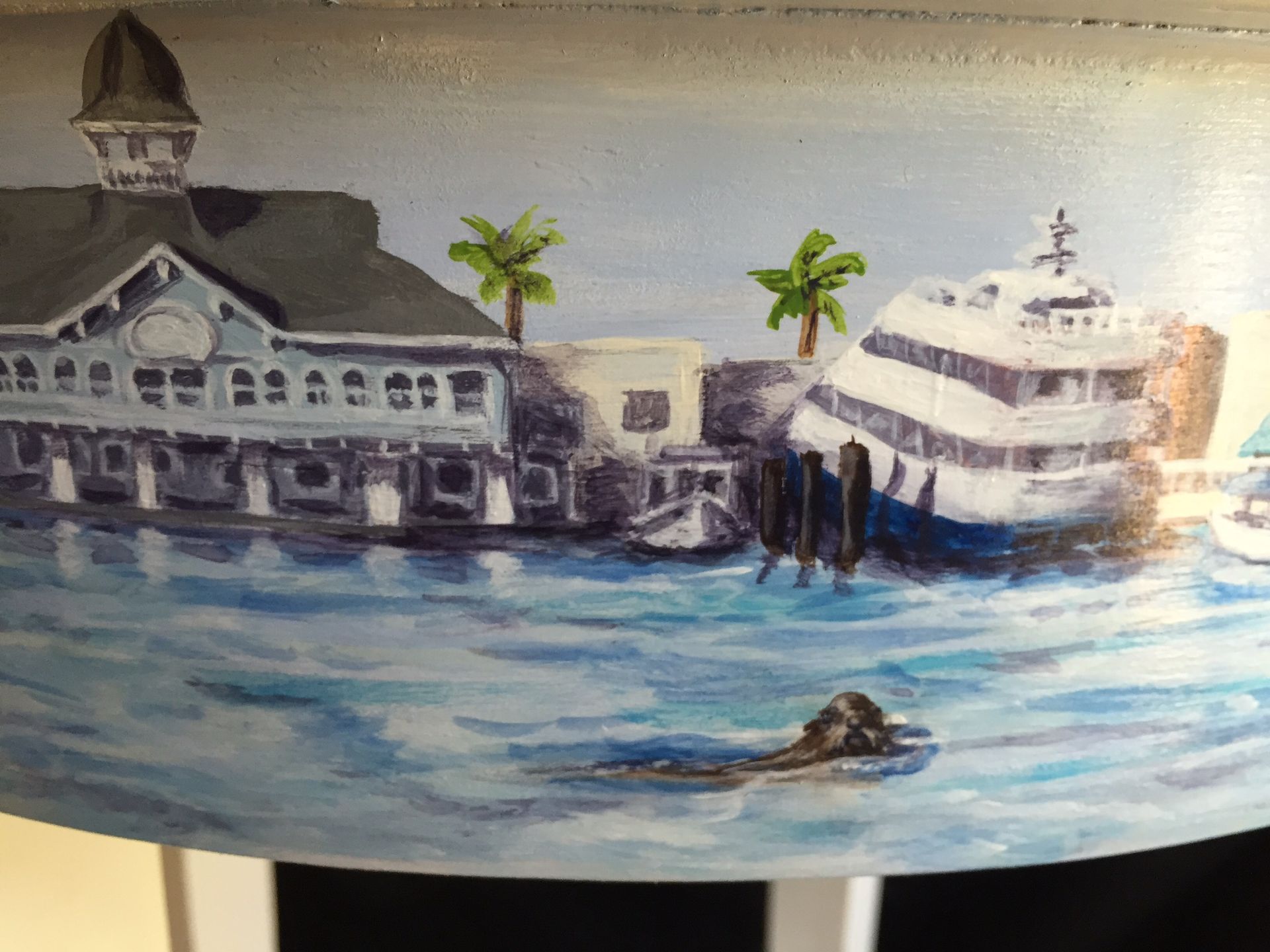 Hand Painted Southern California Themed Accent Table 3