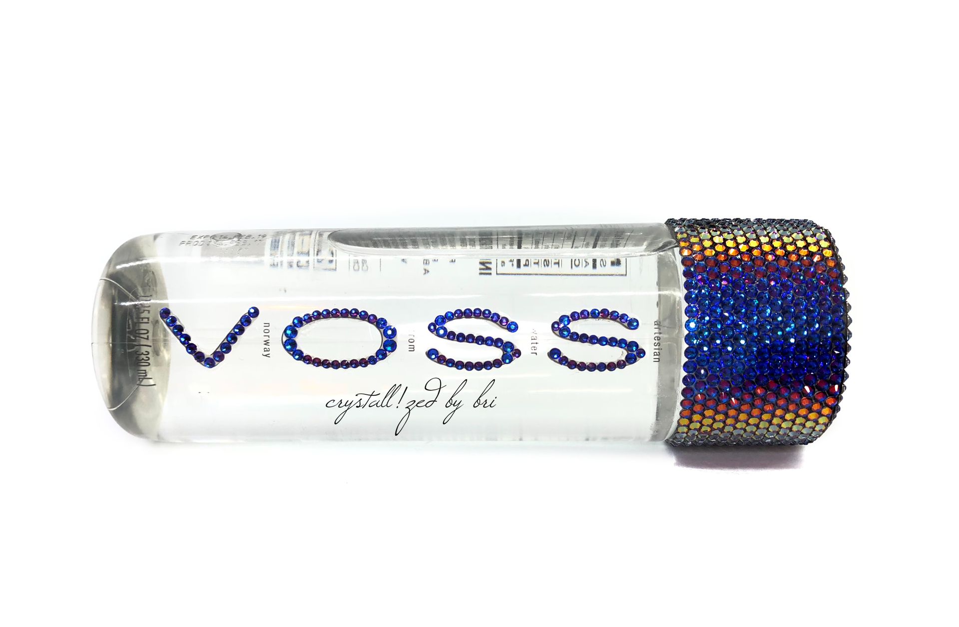 Crystallized Voss Glass Water Bottle Bling Genuine European Crystals Bedazzled 3 