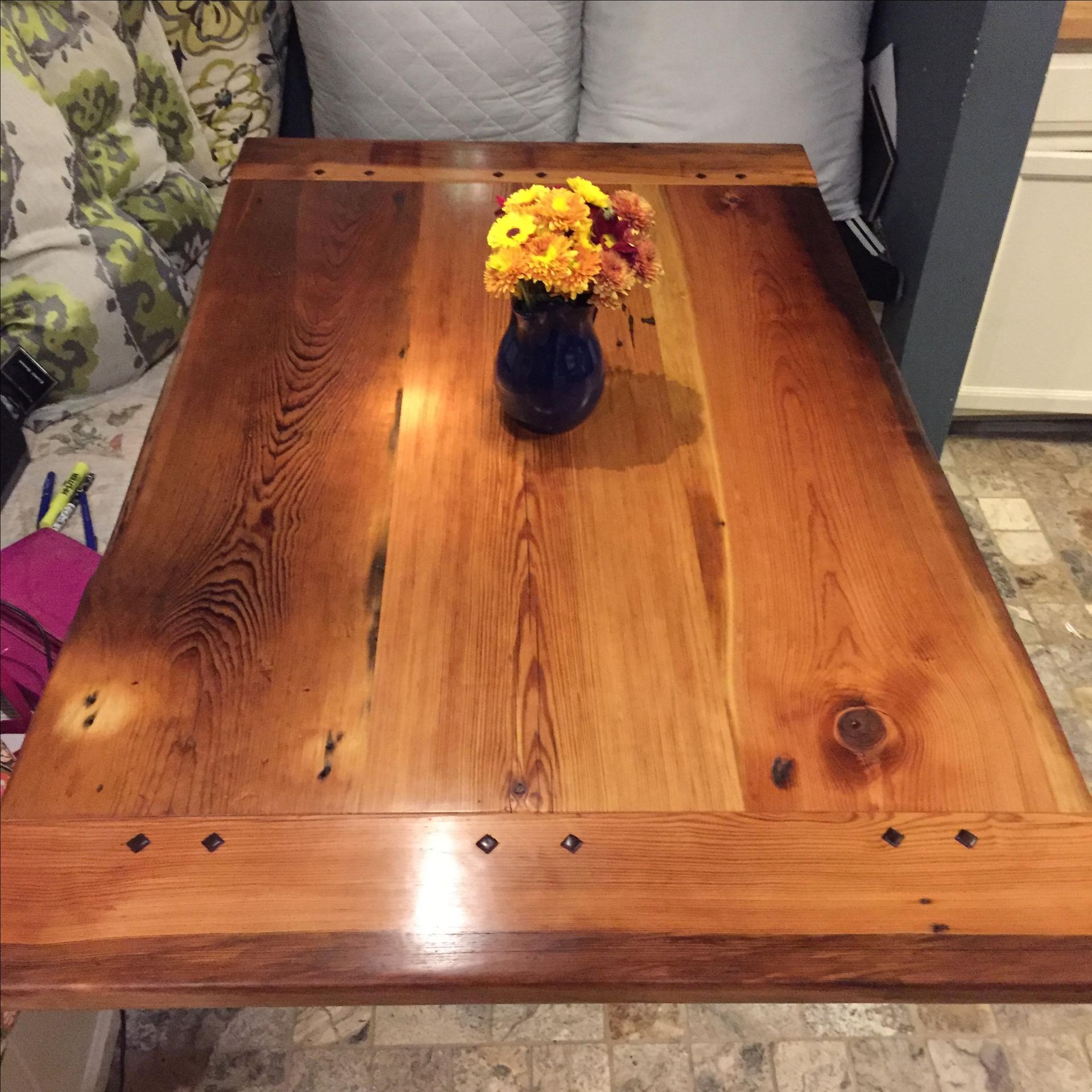 Old Growth Yellow Pine Farm Table With Beeswax Finish