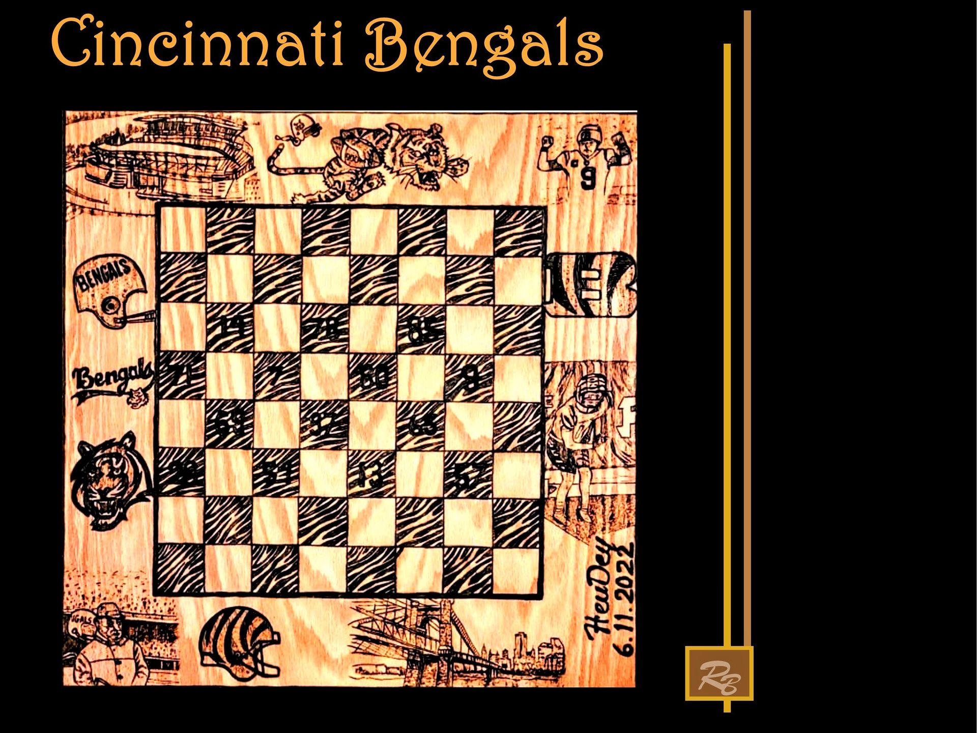 Custom Chess Boards, Cincinnati Bengals,2 Ft., , Images , Personalized, Wood Board Games 1