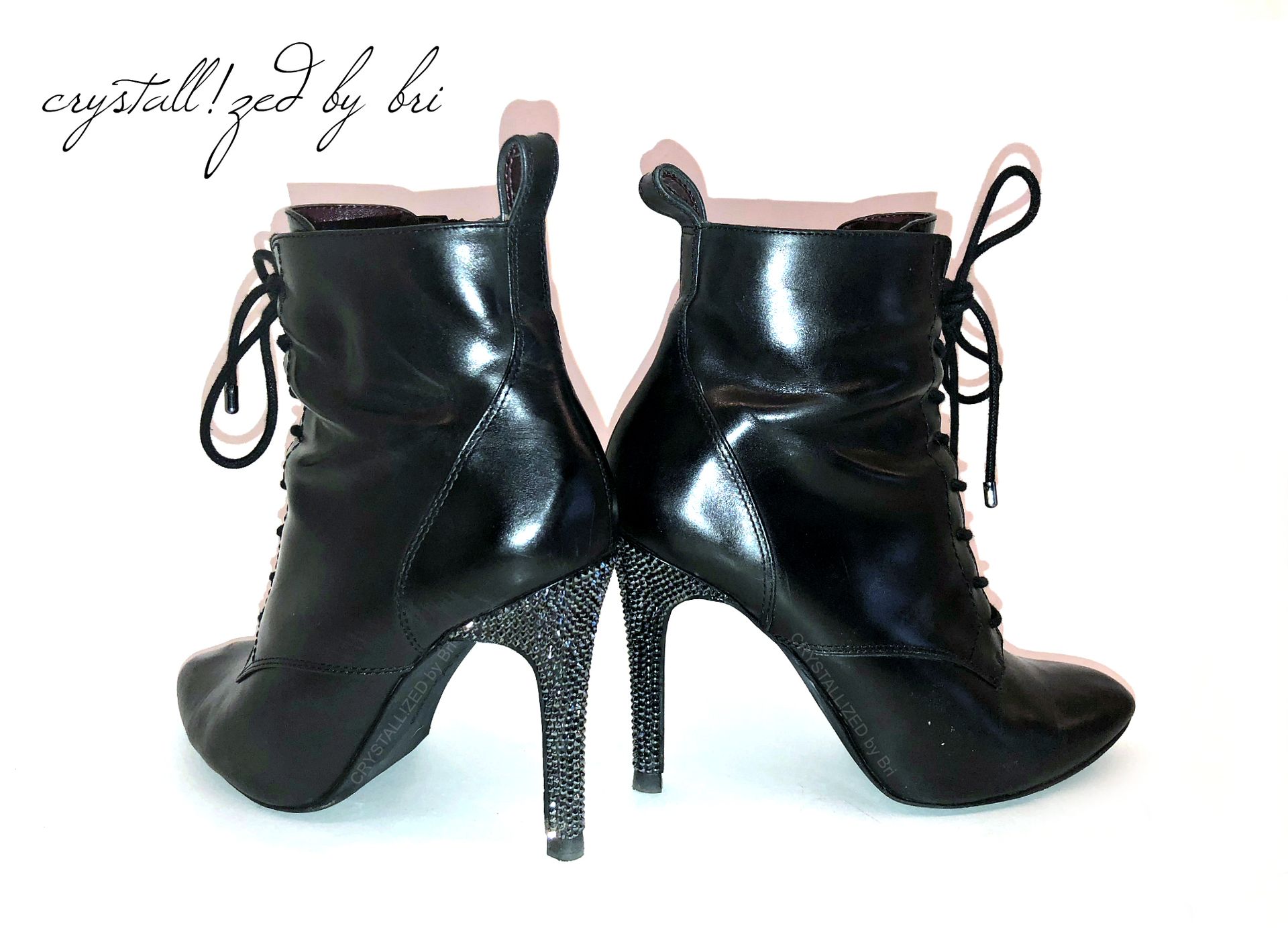 Crystallized High Heel Boots Bling Shoes Made W/ Swarovski Crystals Bedazzled Booties Bridal Wedding 3