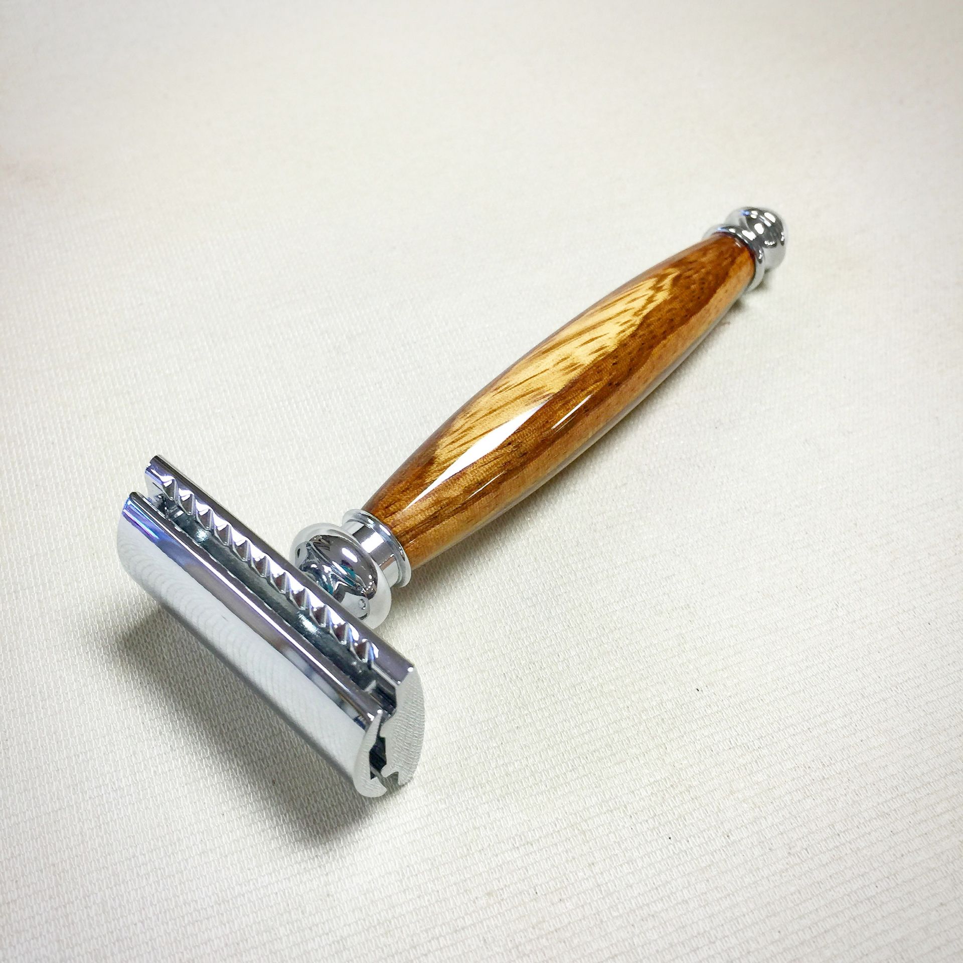 Handmade Safety Razor With Zebrawood Handle