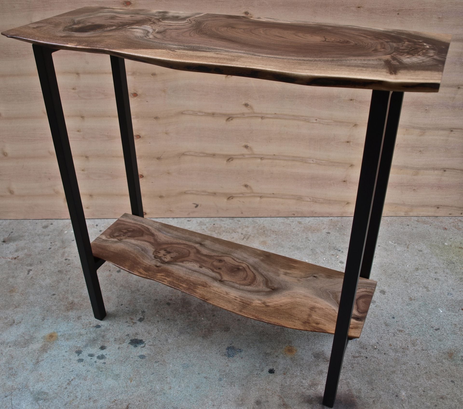 Live Edge Walnut Entry Table With Steel Base 3