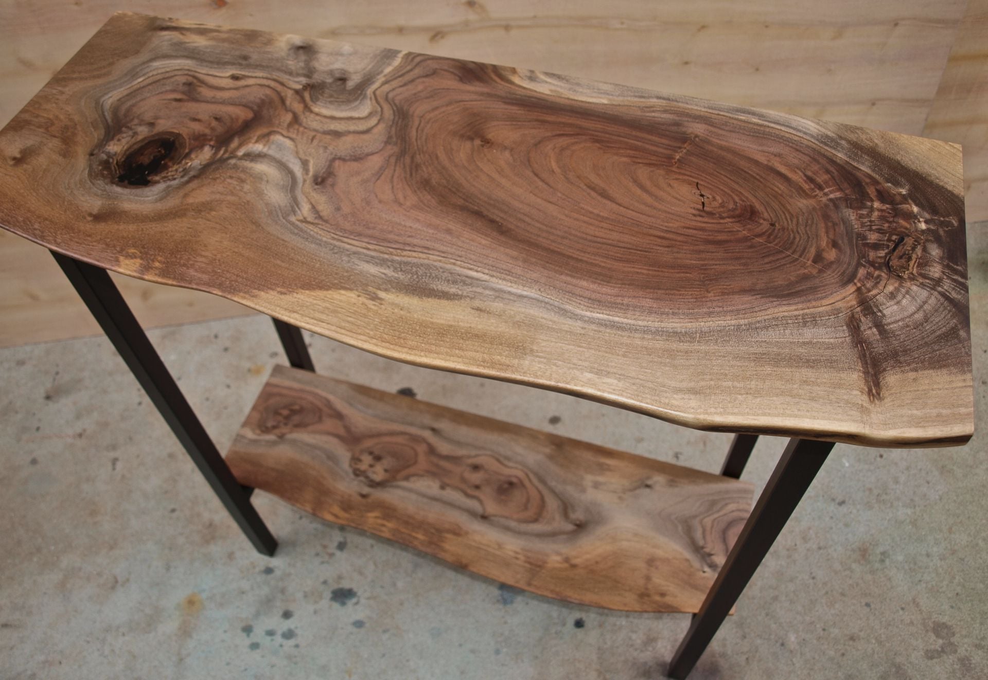 Live Edge Walnut Entry Table With Steel Base 4