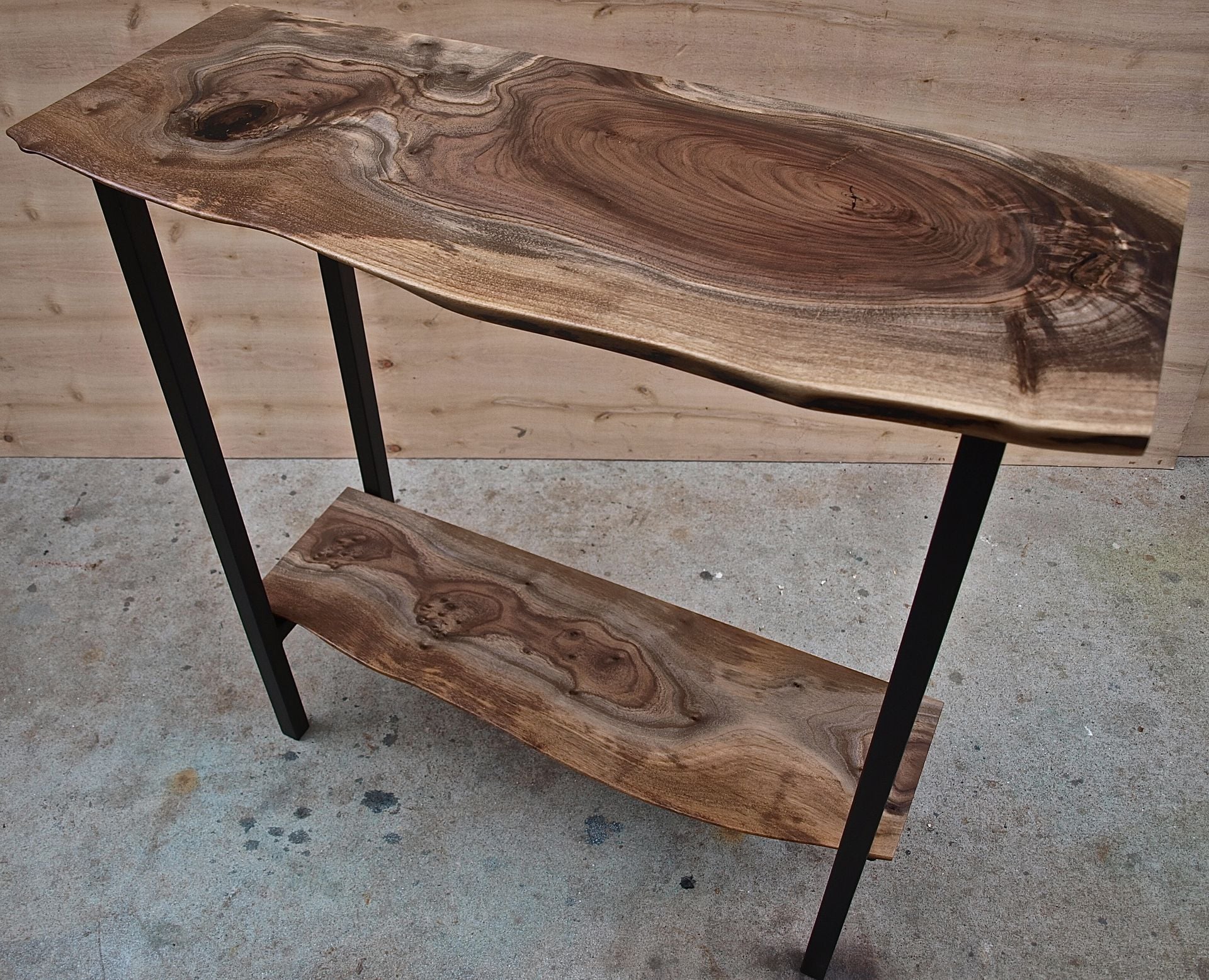 Live Edge Walnut Entry Table With Steel Base 6