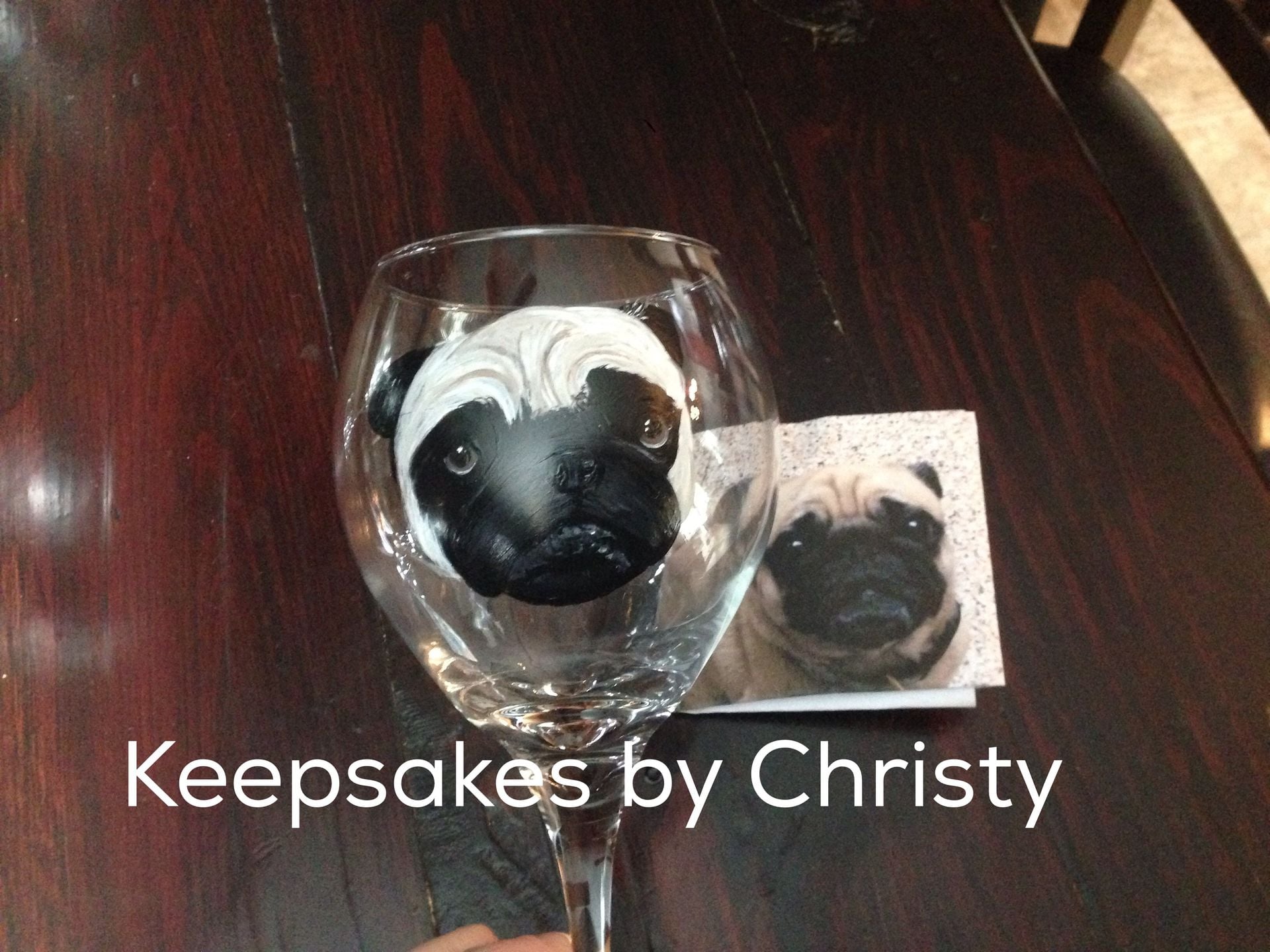 Custom Hand Painted Wine Glass - Dog Portrait 5