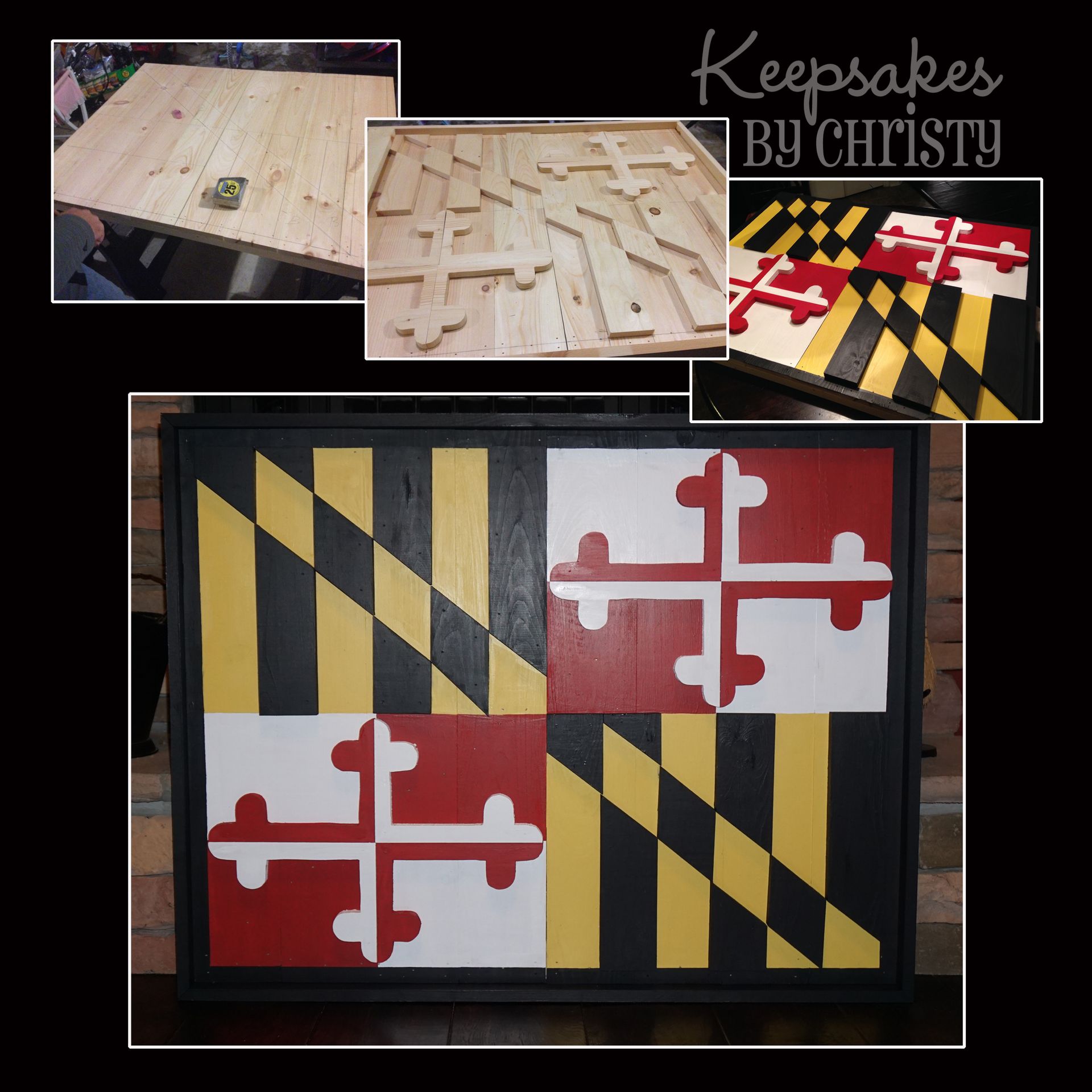 Wooden Maryland Flag - 3d
