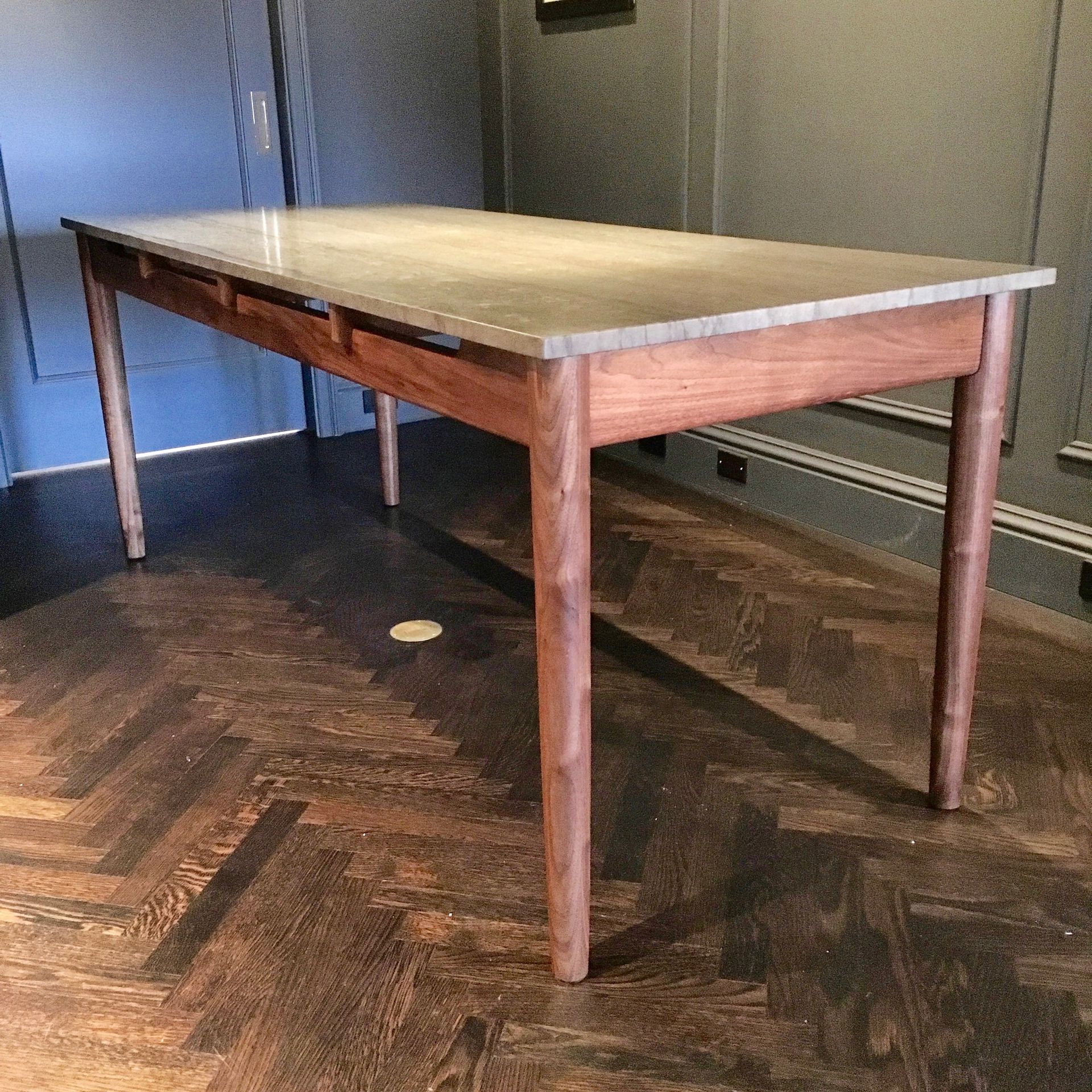 Karina Mid Century Walnut Table Base For Stone Or Marble Top 2 
