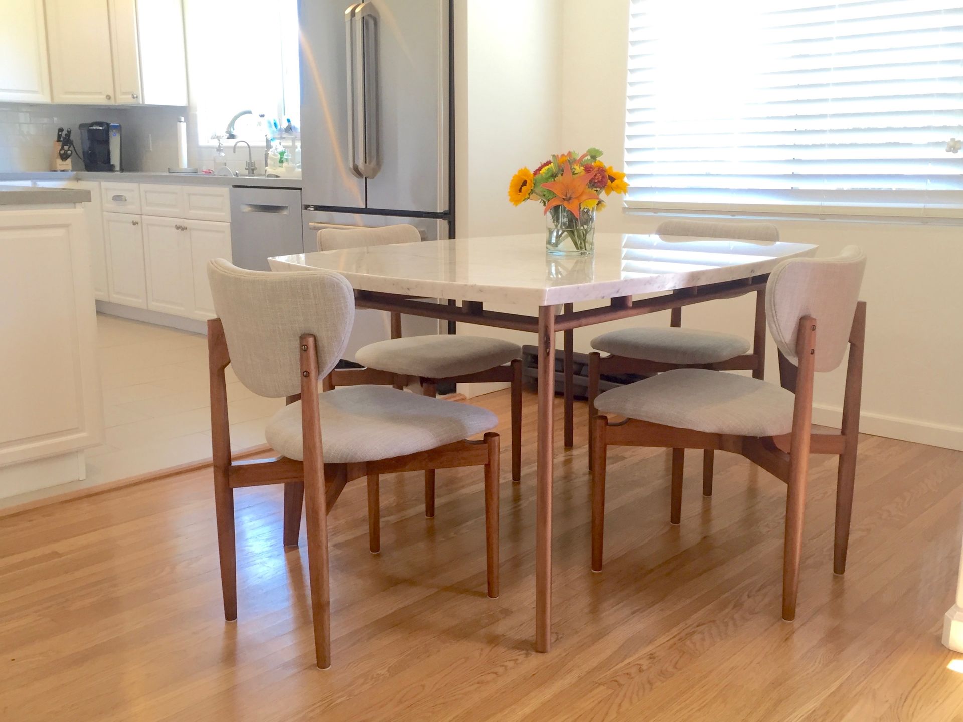Ariana Walnut Mid Century Modern Table Base For Marble Or Stone Top 5