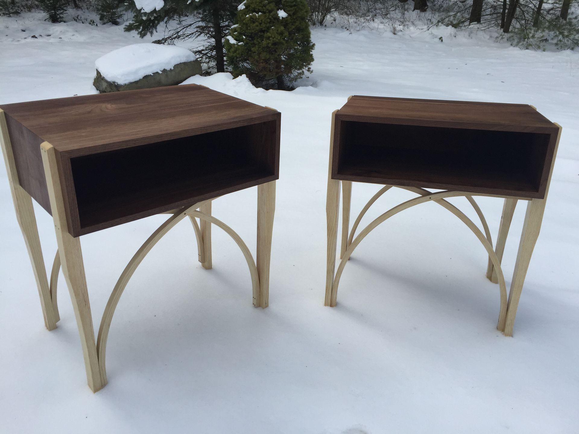 Walnut & Ash Bedside Tables (Set) 2