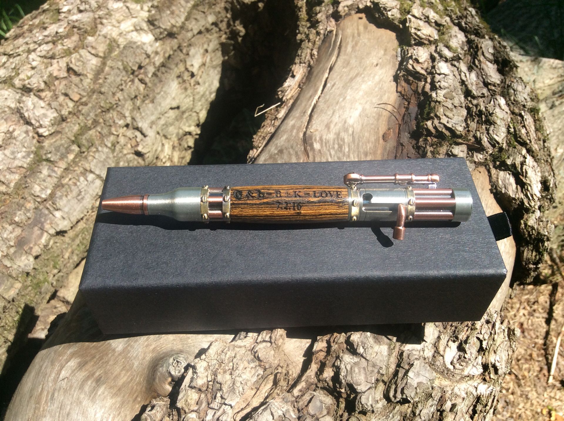 Steampunk Antique Pewter And Copper Bocote Engraved Pen