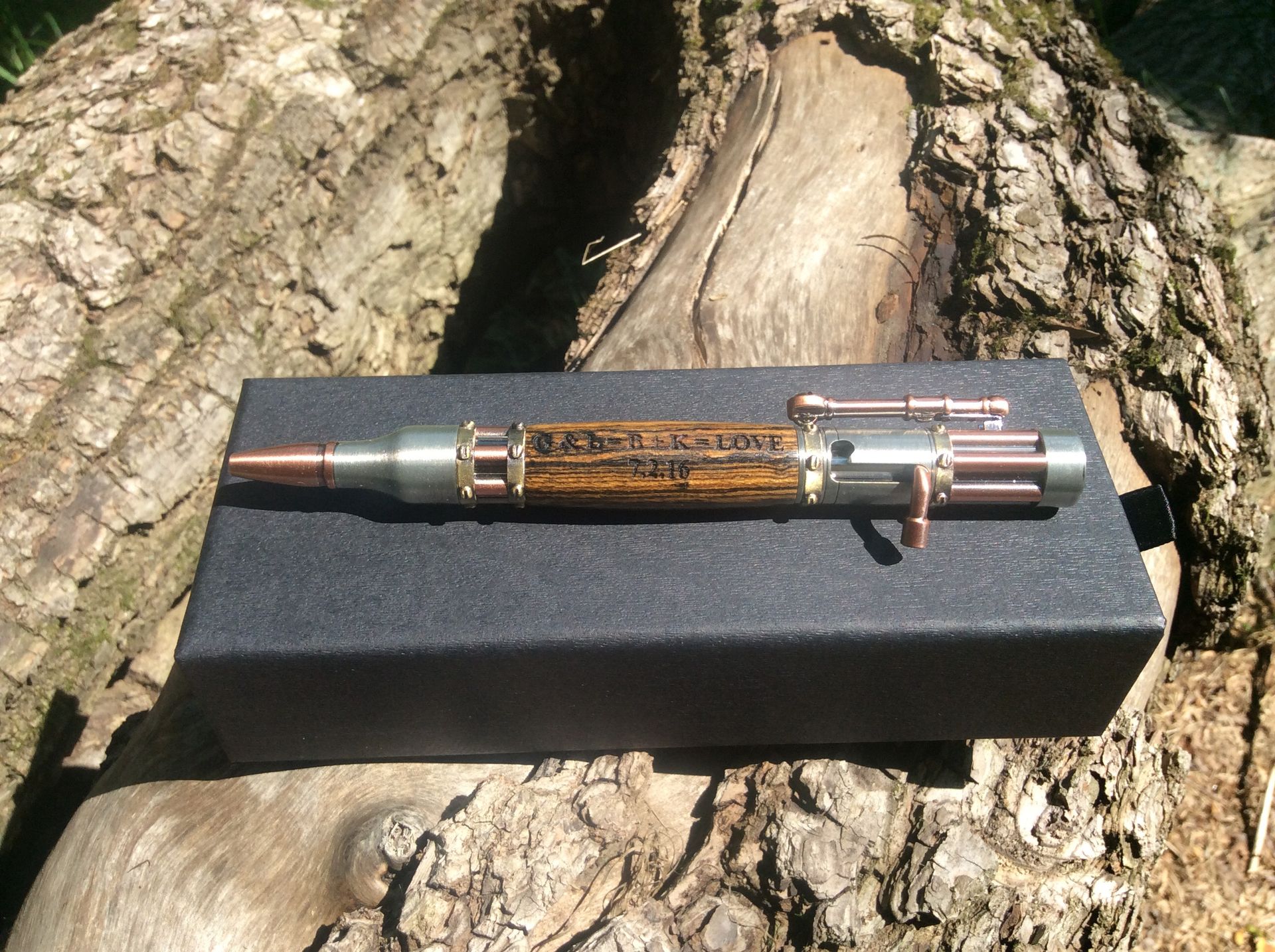 Steampunk Antique Pewter And Copper Bocote Engraved Pen 2 