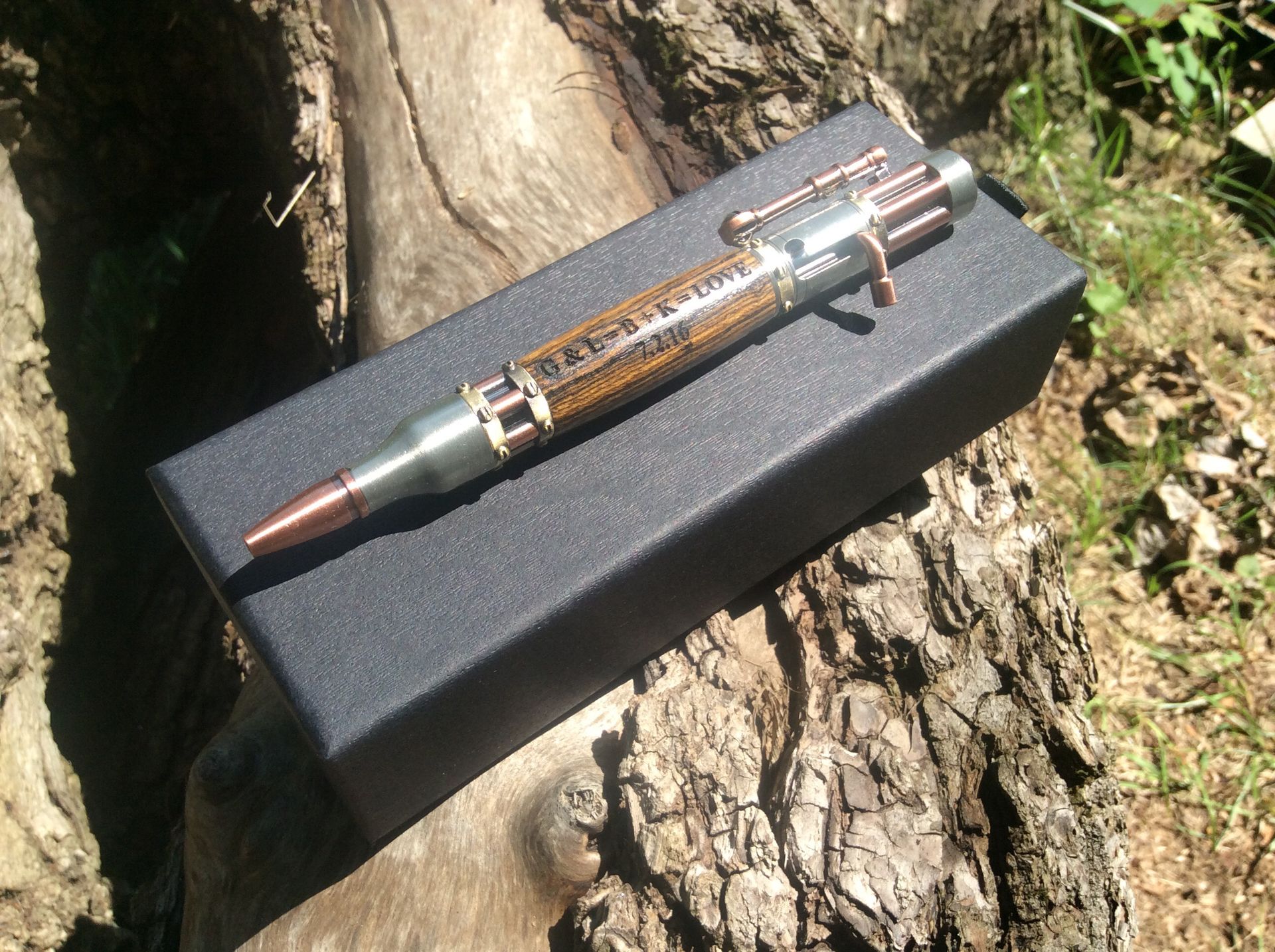 Steampunk Antique Pewter And Copper Bocote Engraved Pen 3 