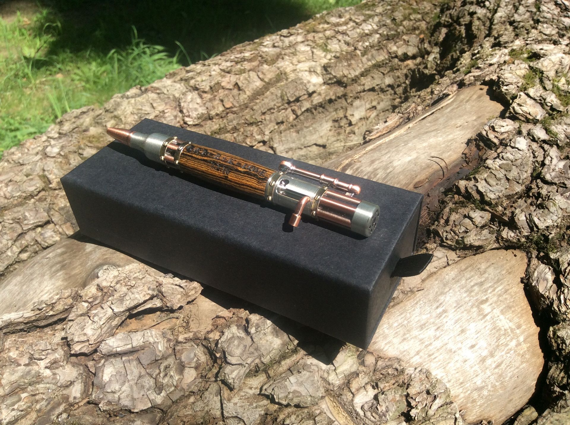 Steampunk Antique Pewter And Copper Bocote Engraved Pen 4 