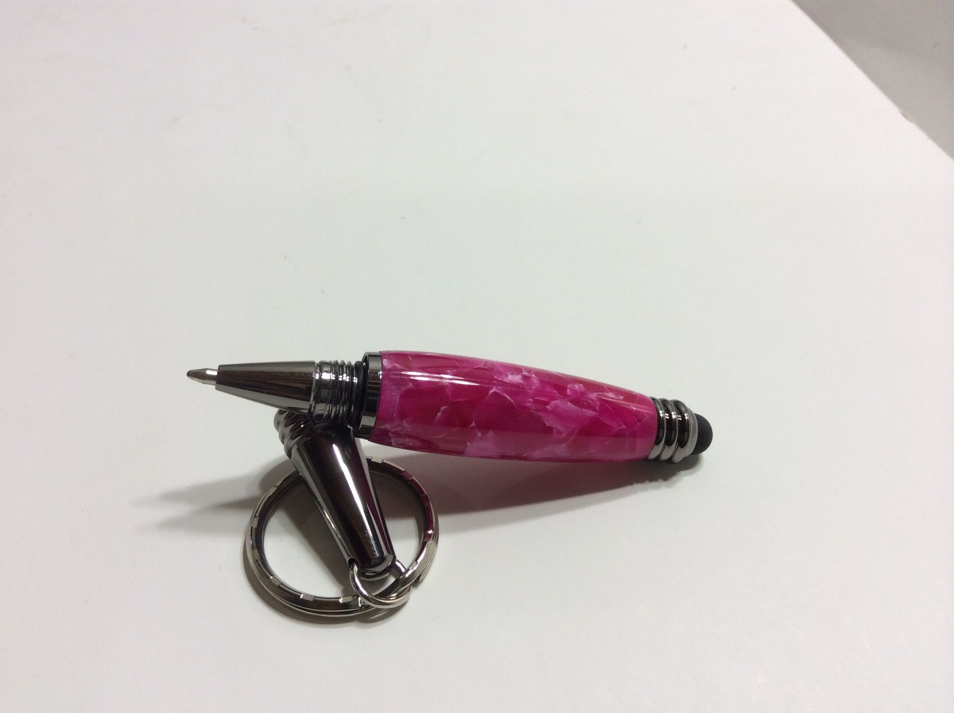 Pink Crush And Gun Metal Keychain Stylus/Pen