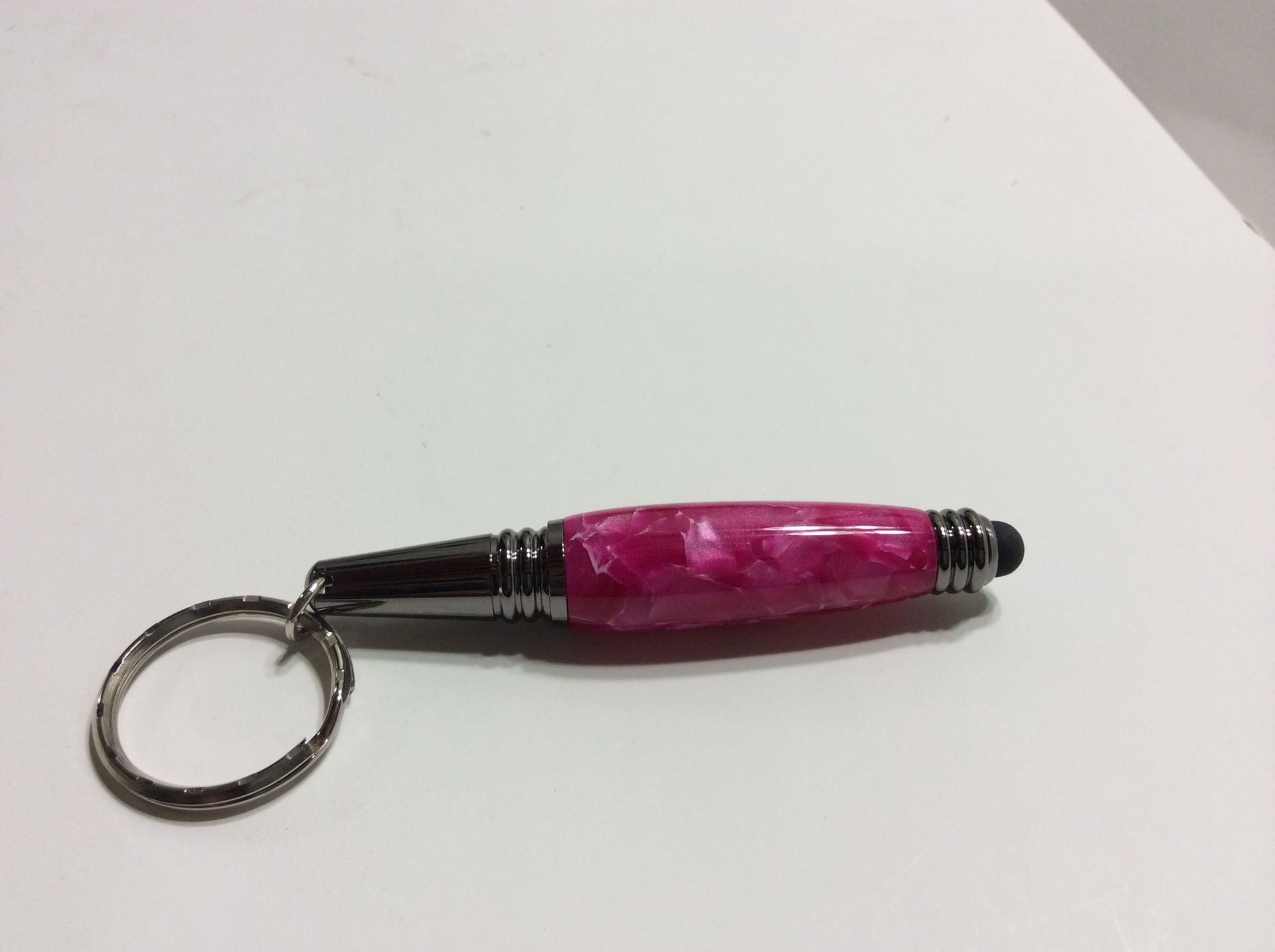 Pink Crush And Gun Metal Keychain Stylus/Pen 4