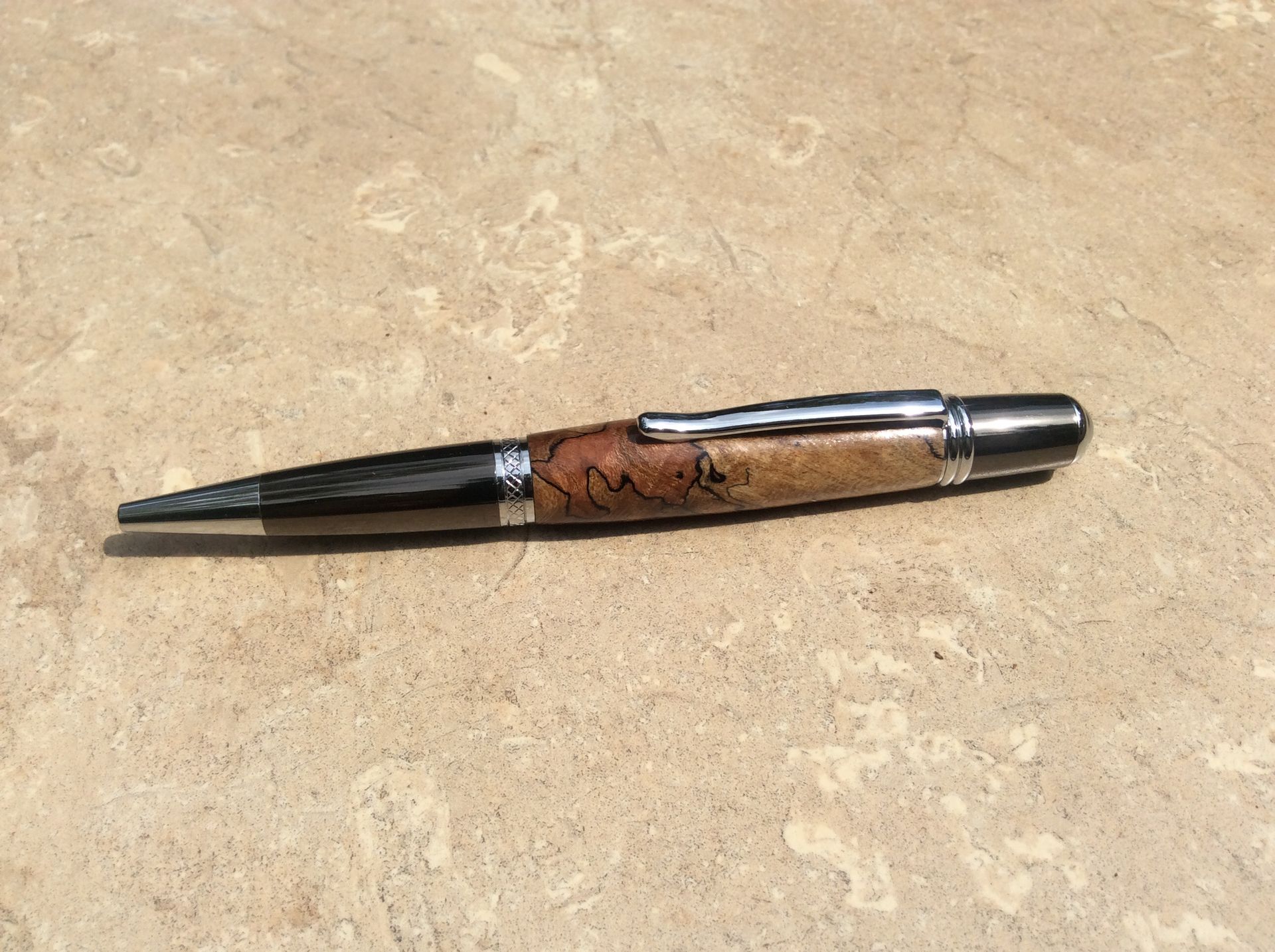 Gun Metal And Chrome Classica With Spalted Maple Burl