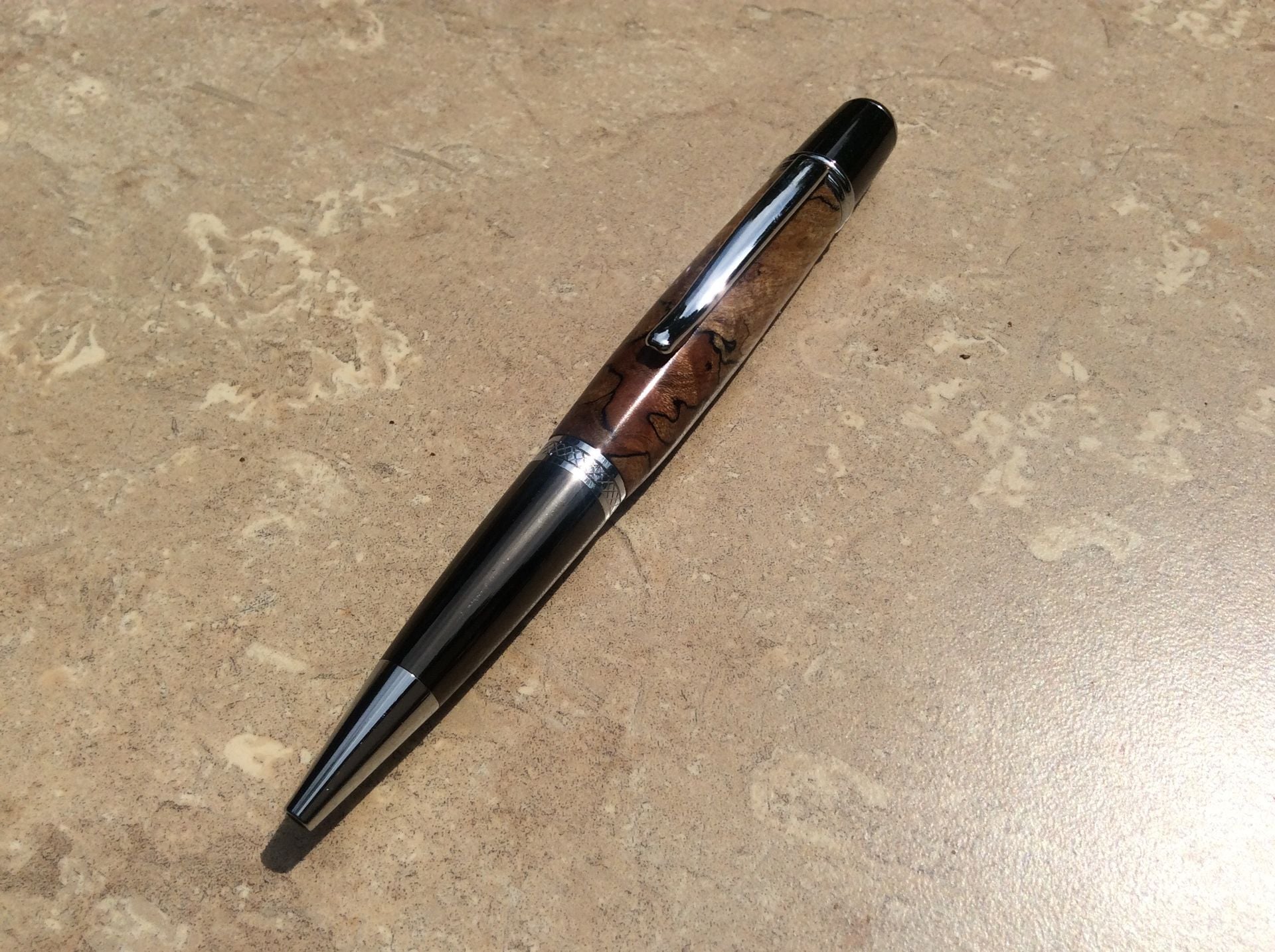 Gun Metal And Chrome Classica With Spalted Maple Burl 2