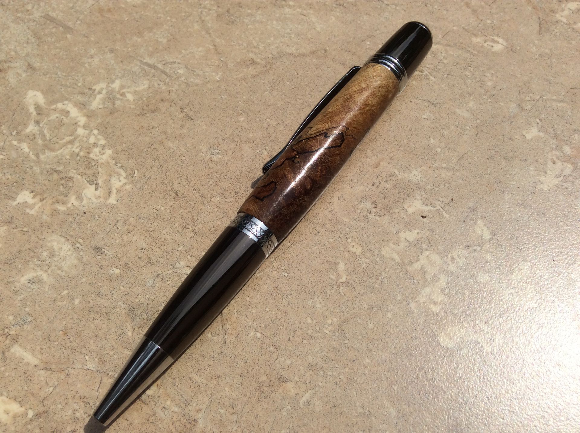 Gun Metal And Chrome Classica With Spalted Maple Burl 3