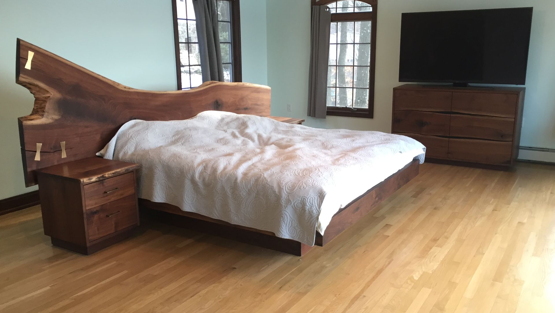 Natural Edge Walnut Bed Set 2