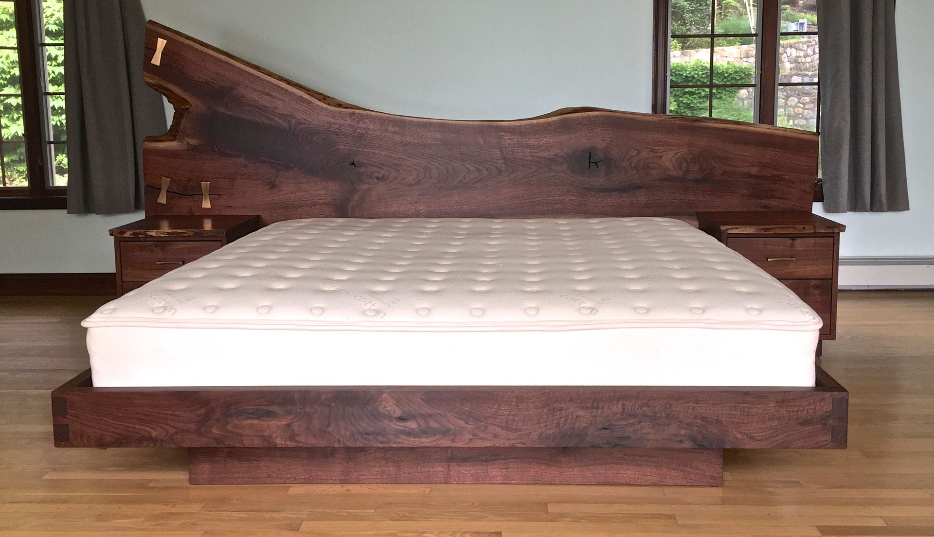 Natural Edge Walnut Bed Set 4