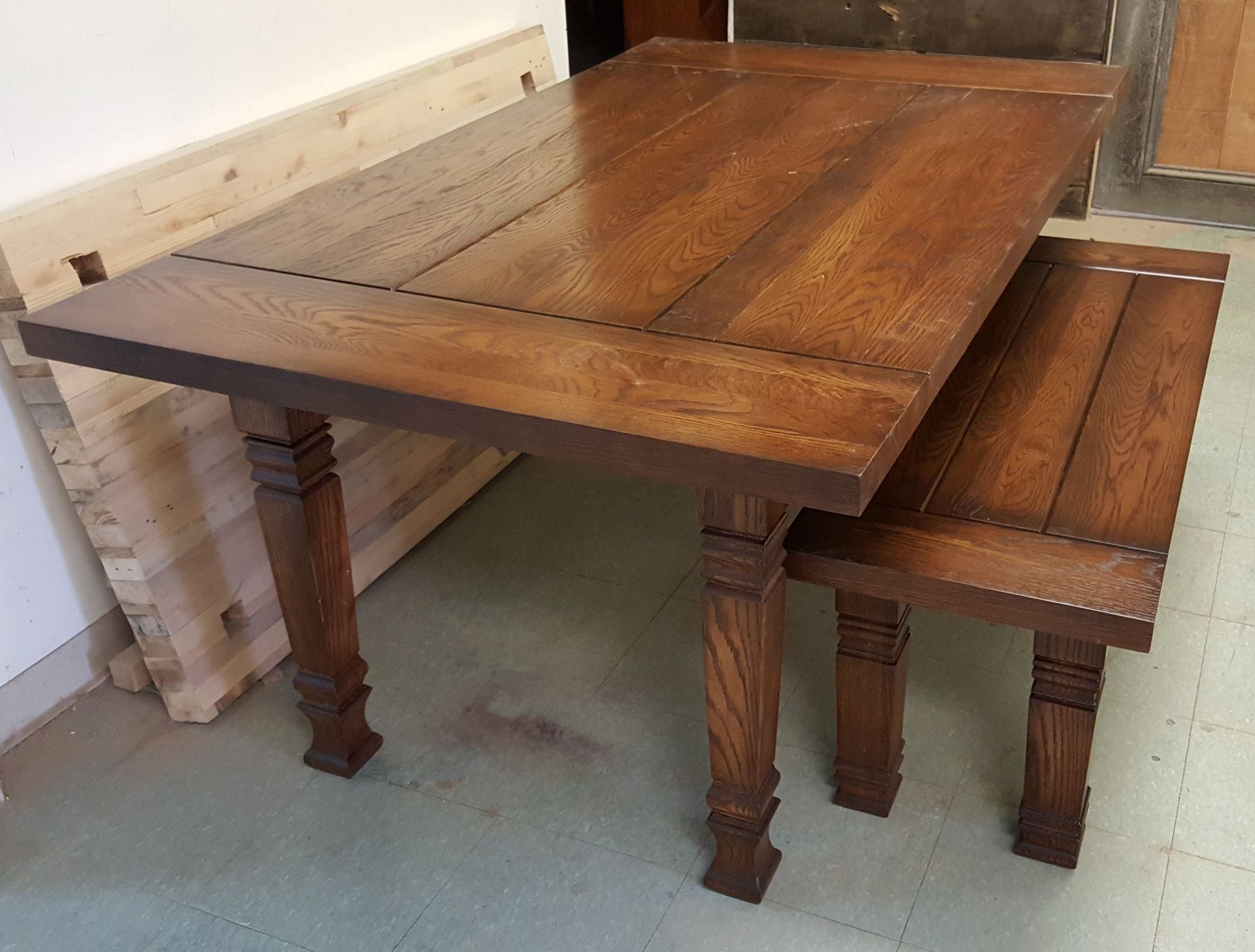 Solid Oak Farmhouse Table And Bench
