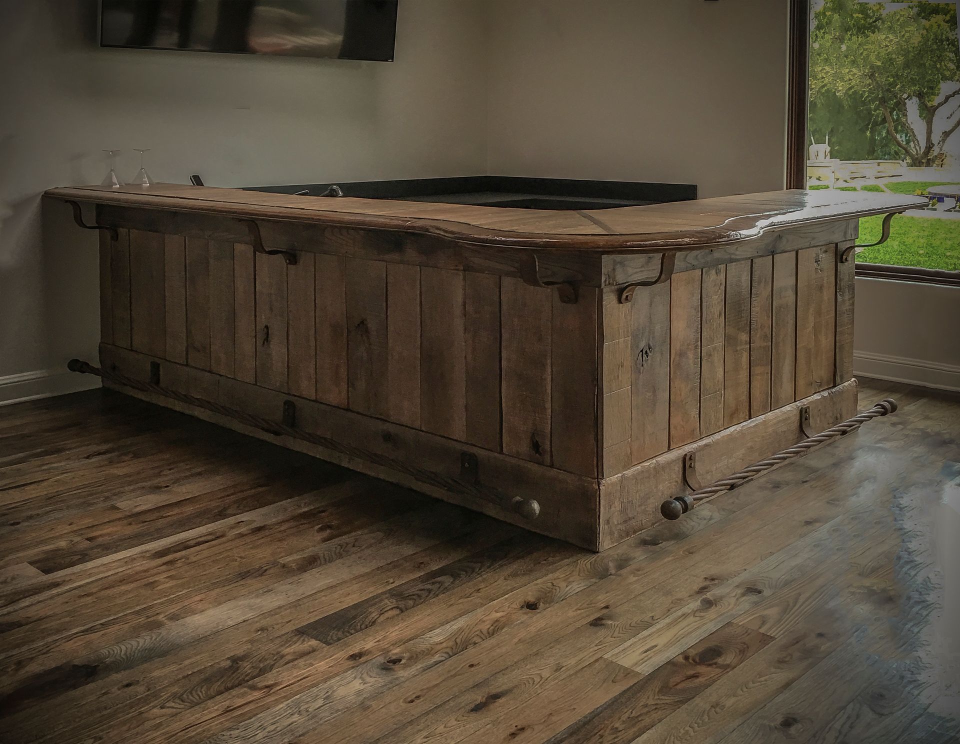Pickled Copper And Oak Bar