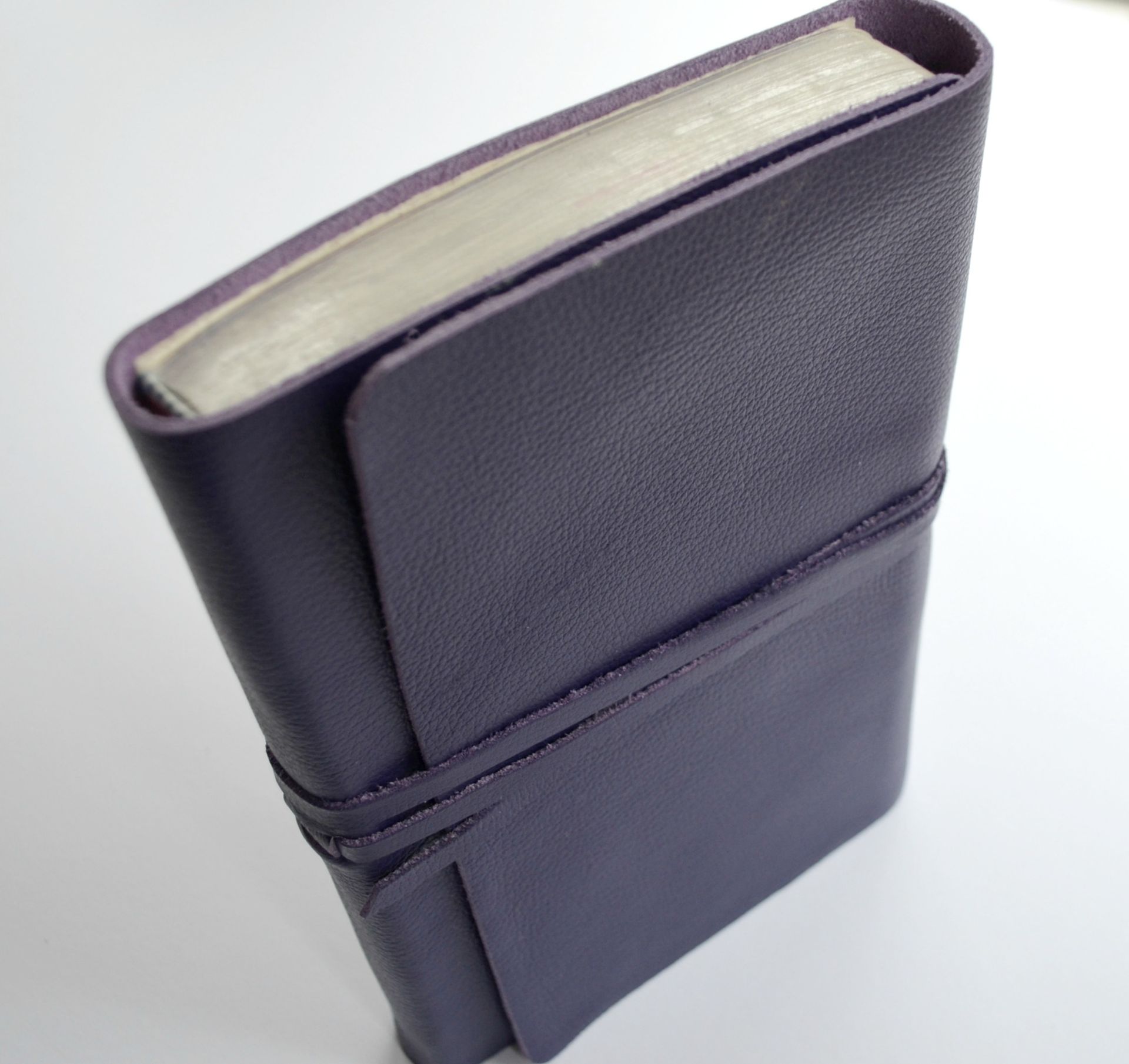 Custom Hand Made To Order Royal Purple Custom Leather Bible Cover Sleeve Pocket Sterling (409b) 3